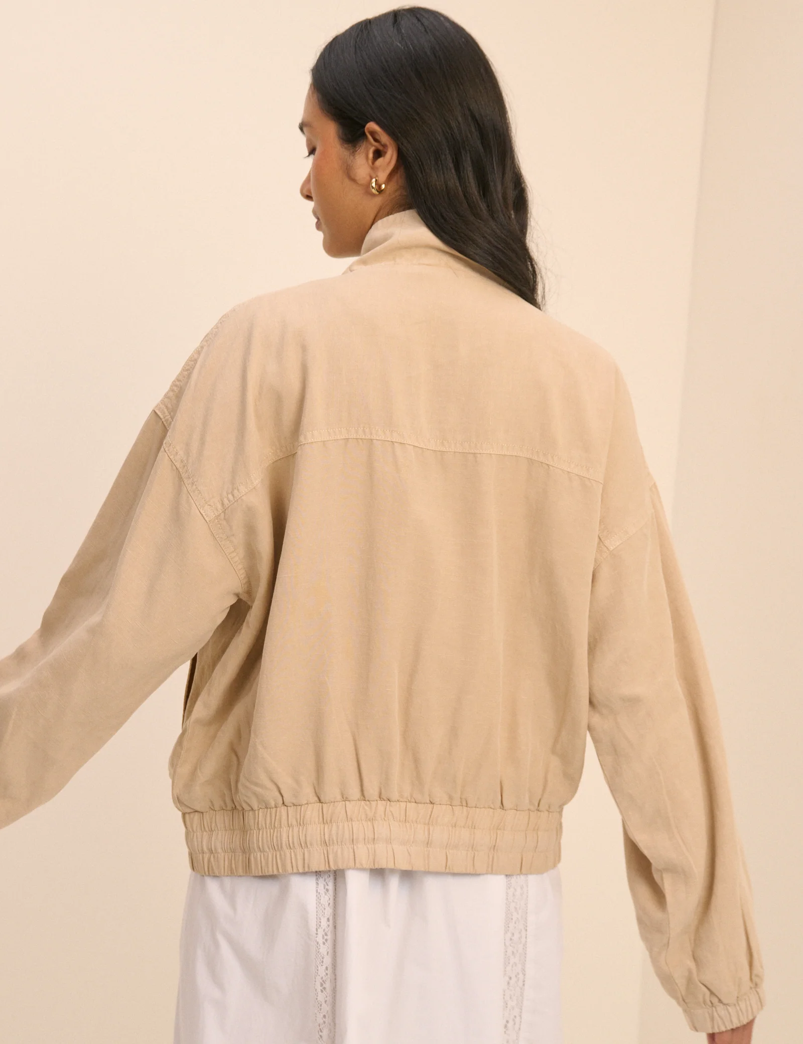 Beige Funnel Neck Addison Utility Jacket - Image 5