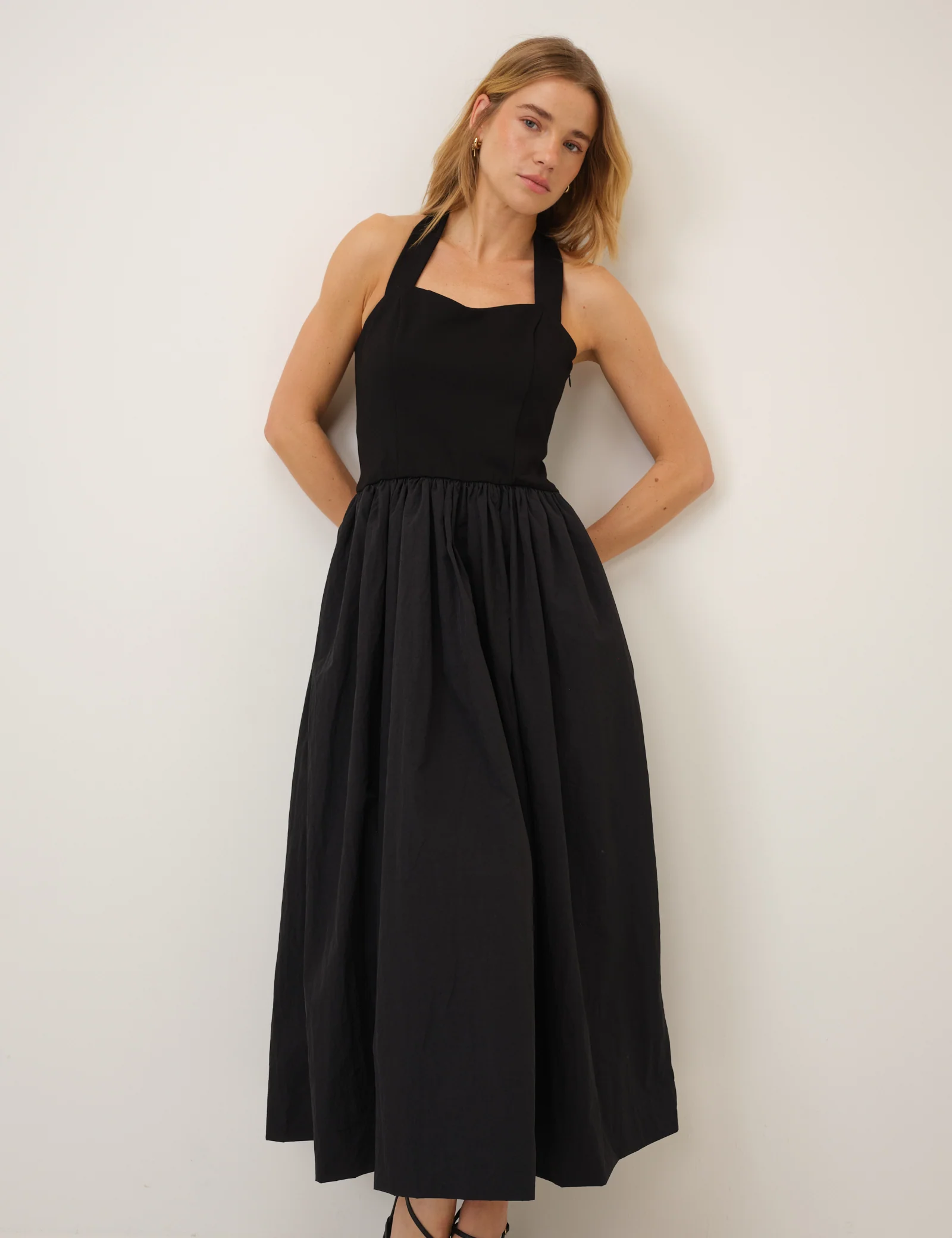 Black Halterneck Alba Midi Dress - Image 3