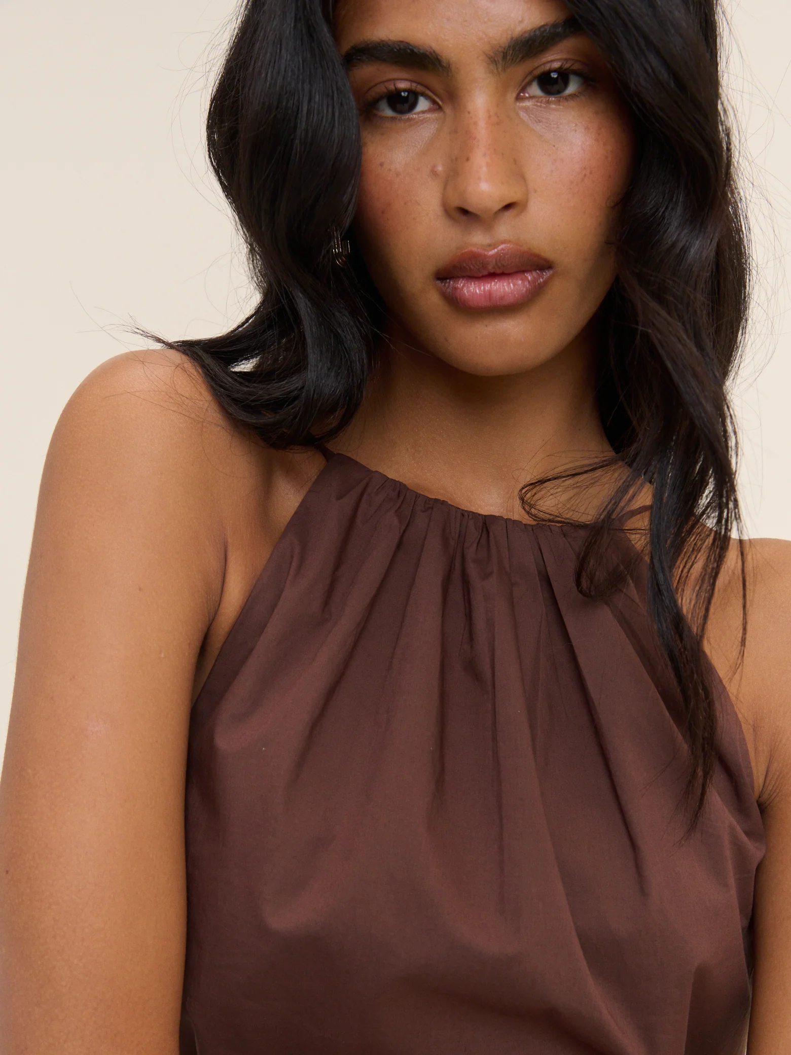 Brown Halterneck Alessia Mini Dress - Image 3