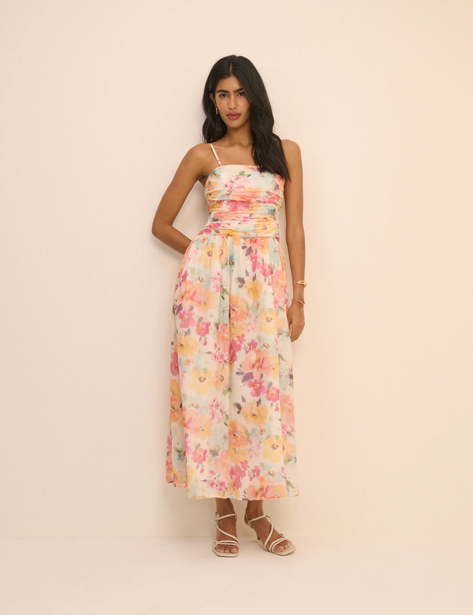 Pink Floral Bandeau Alice Midi Dress - Image 3