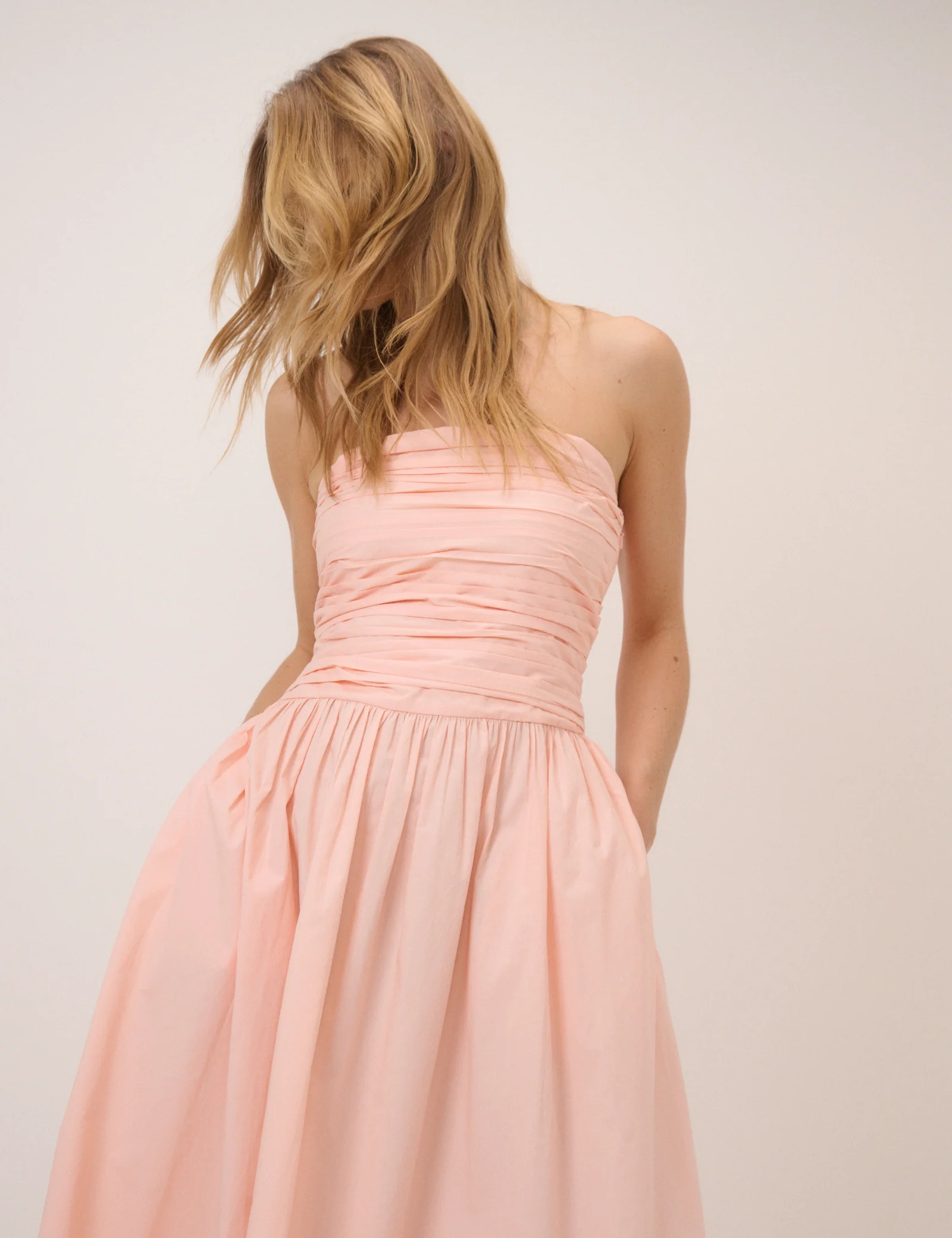 Coral Pink Bandeau Alice Midi Dress - Image 2