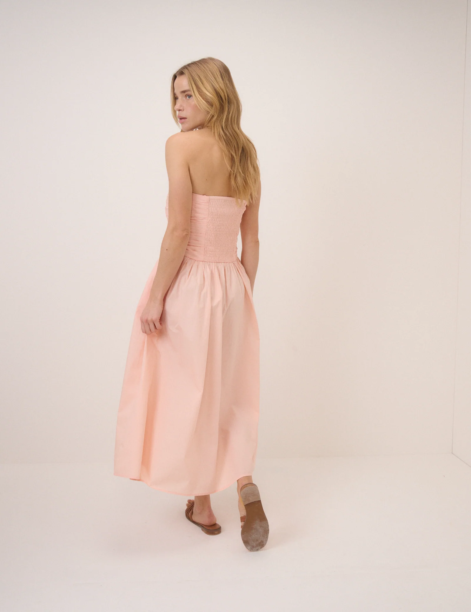 Coral Pink Bandeau Alice Midi Dress - Image 5