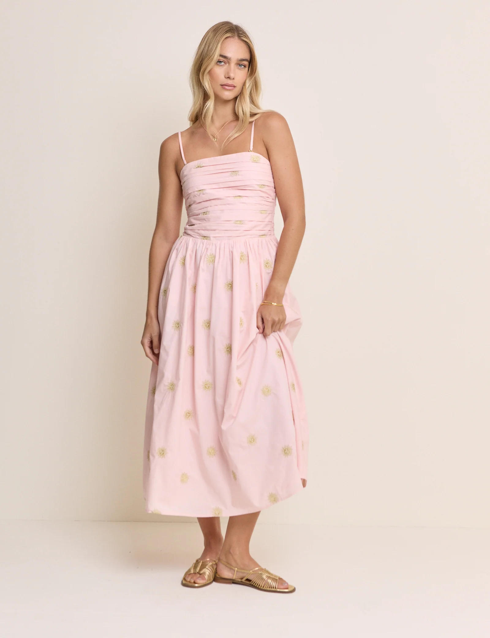 Pink Sun Embroidered Bandeau Alice Midi Dress - Image 2