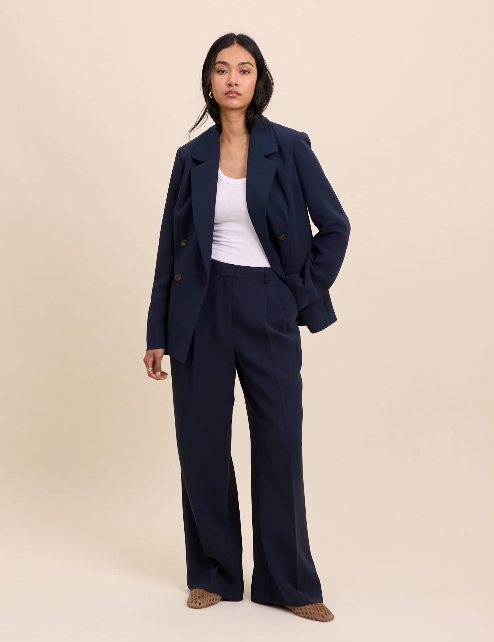 Navy Double Breasted Alicia Blazer - Image 4