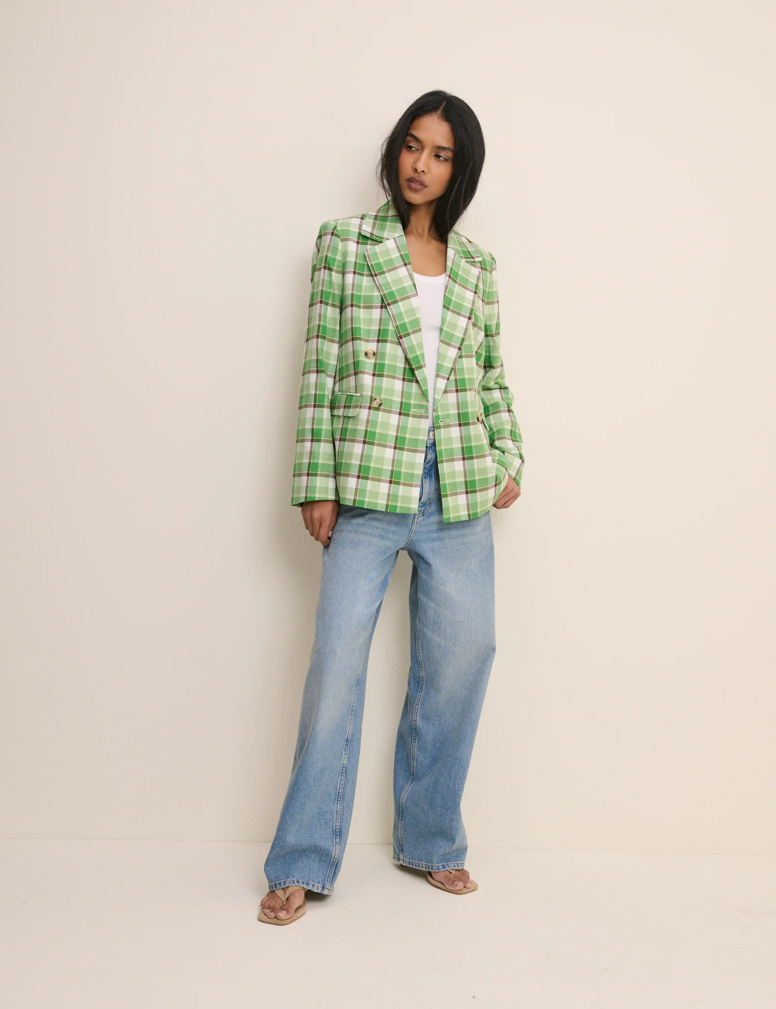 Green Tartan Alicia Double Breasted Blazer