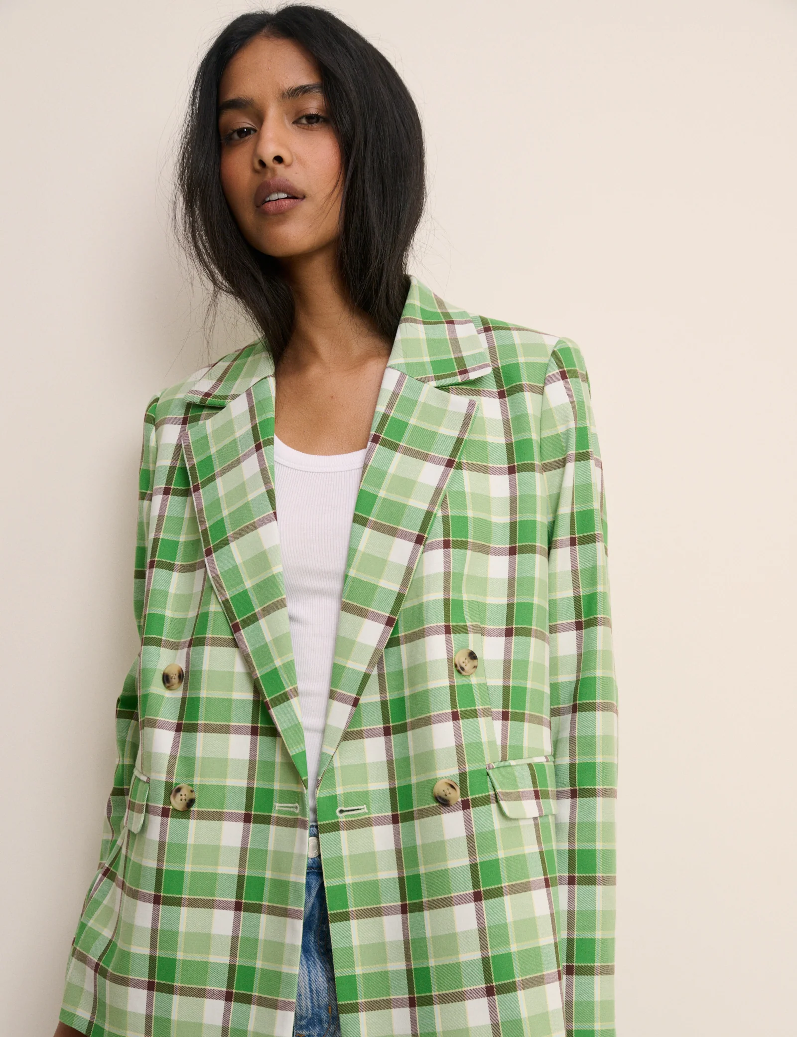 Green Tartan Alicia Double Breasted Blazer - Image 2