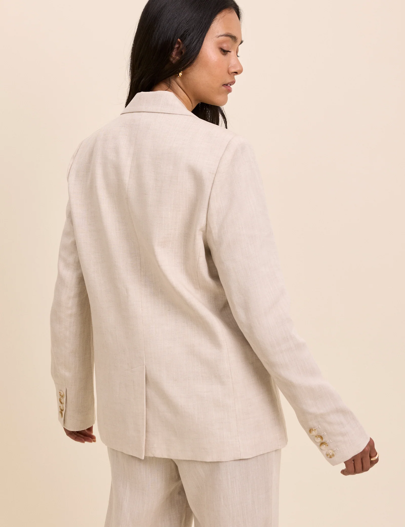 Stone Double Breasted Linen Alicia Blazer - Image 5
