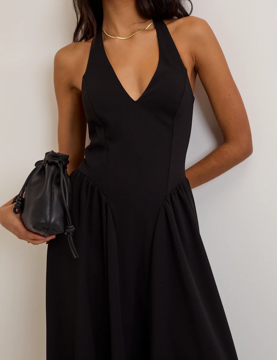 Black Halterneck Amie Midi Dress - Image 2