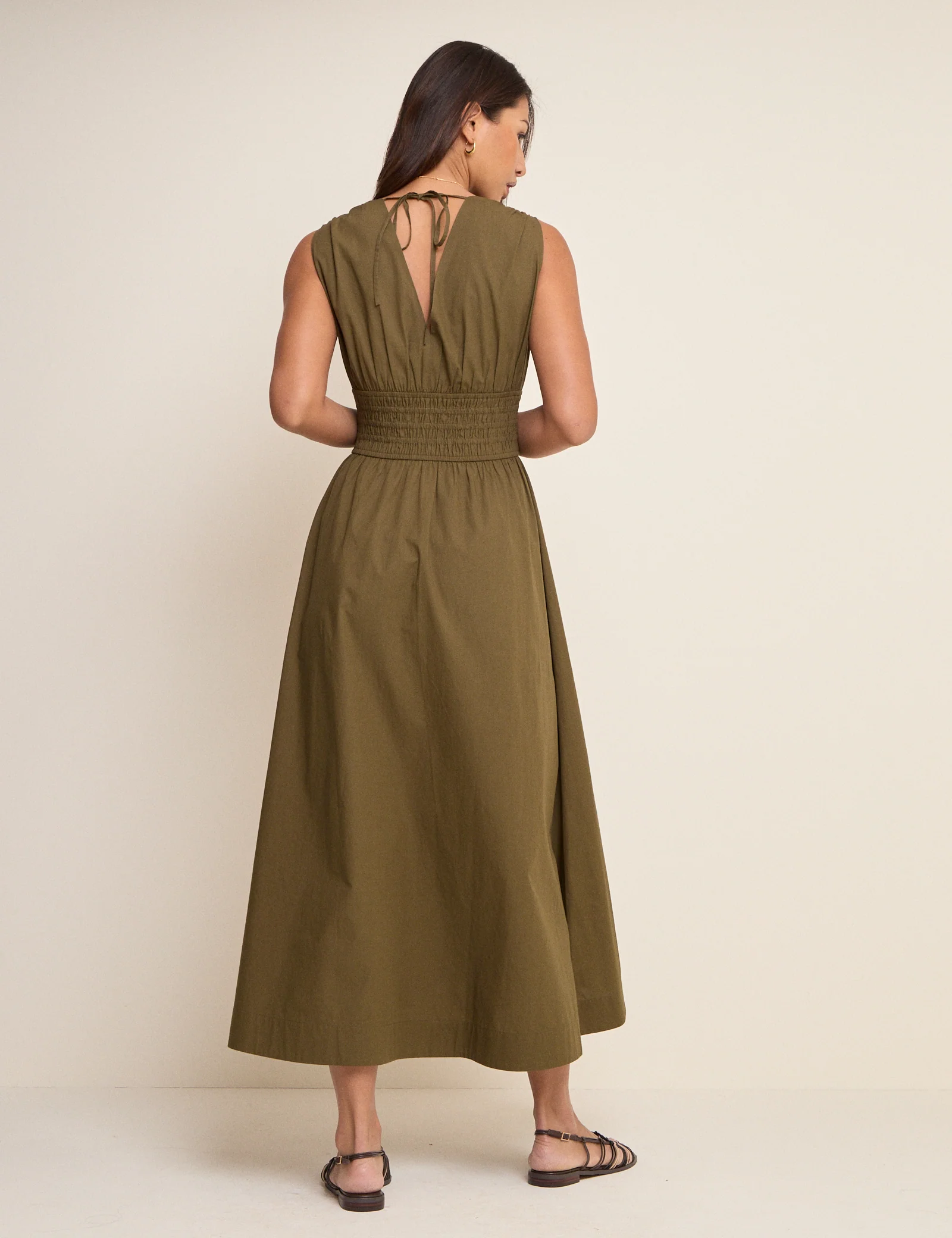Khaki Sleeveless Angelica Midi Dress - Image 5