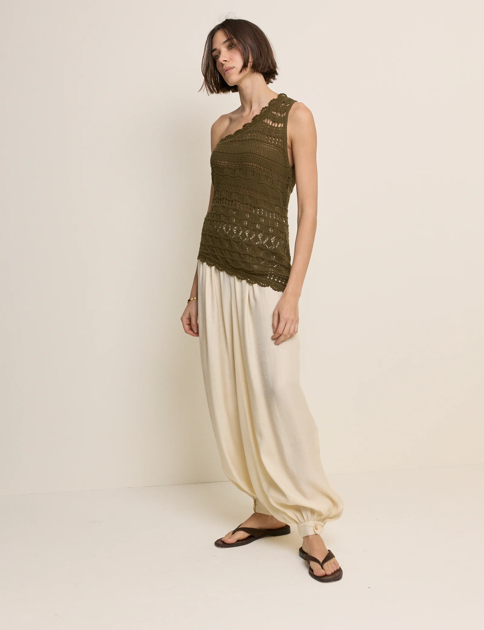 Green One Shoulder Crochet Top - Image 3