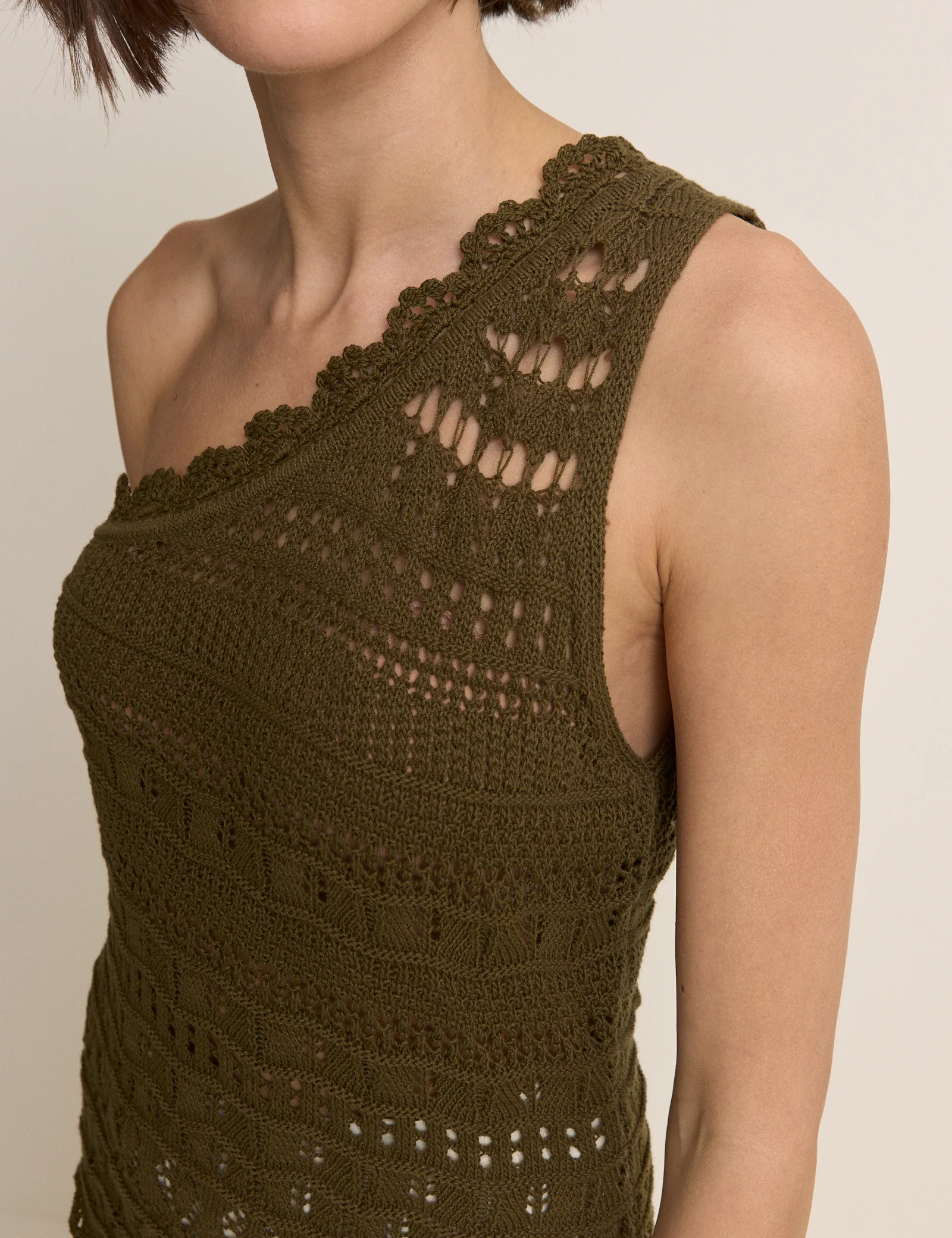 Green One Shoulder Crochet Top - Image 4