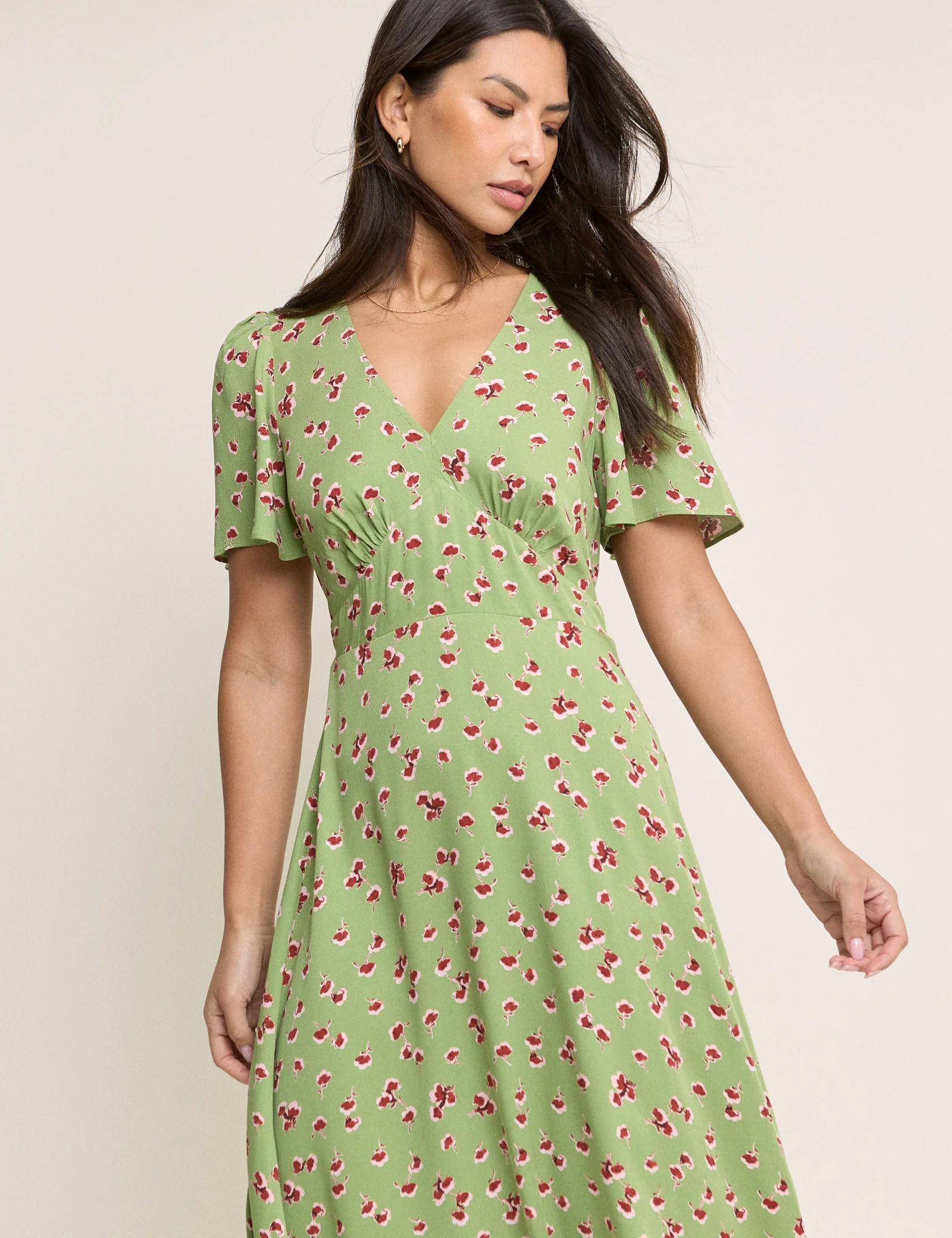 Green Floral Atlas Midi Dress - Image 2