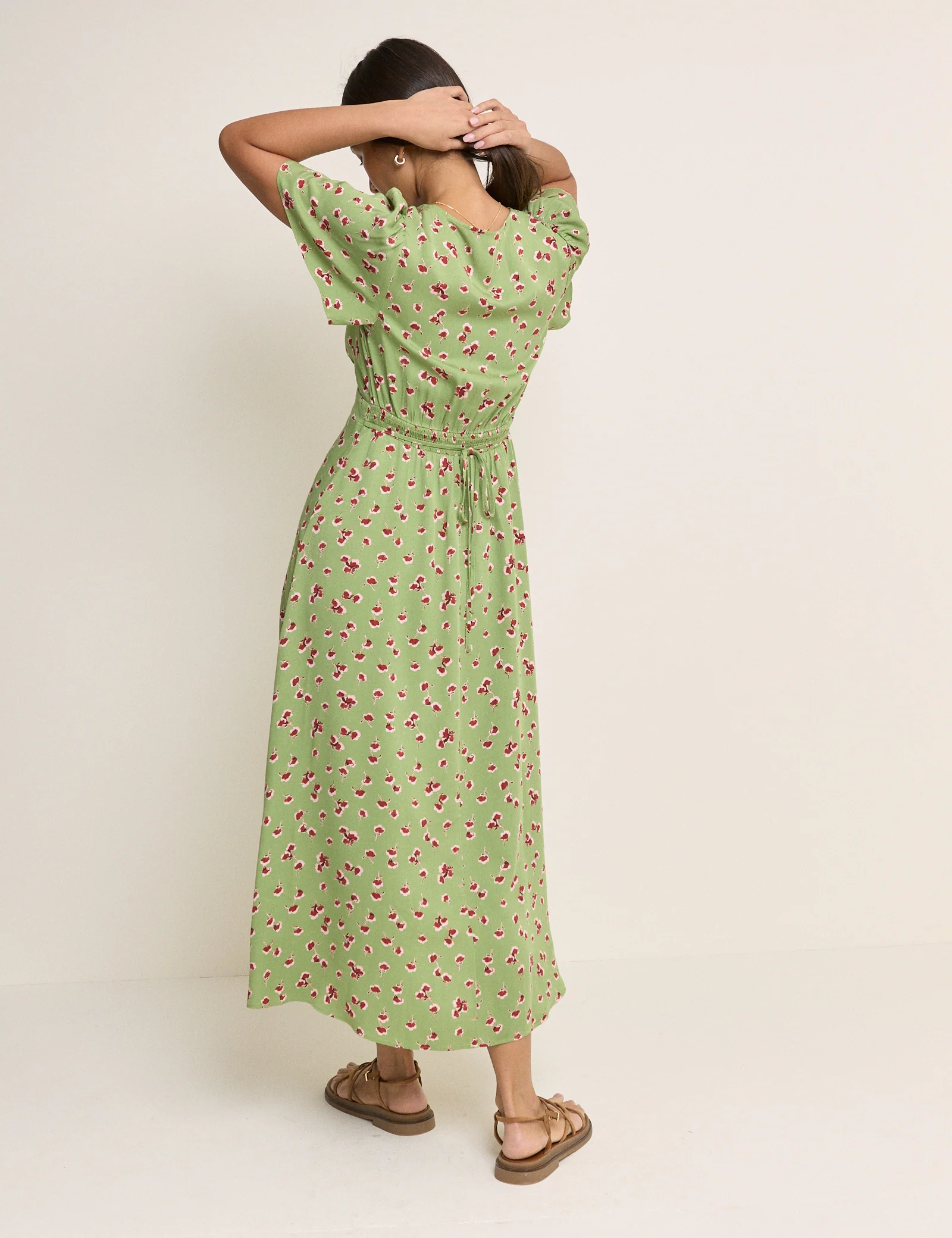 Green Floral Atlas Midi Dress - Image 4