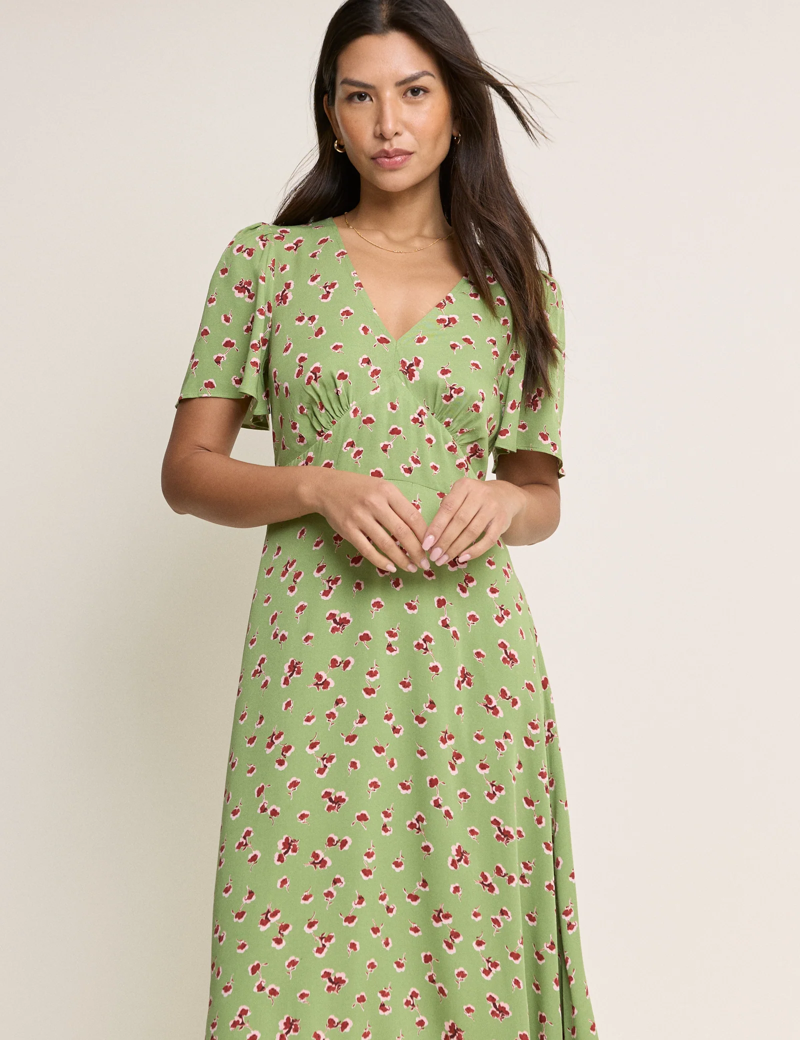 Green Floral Atlas Midi Dress - Image 5