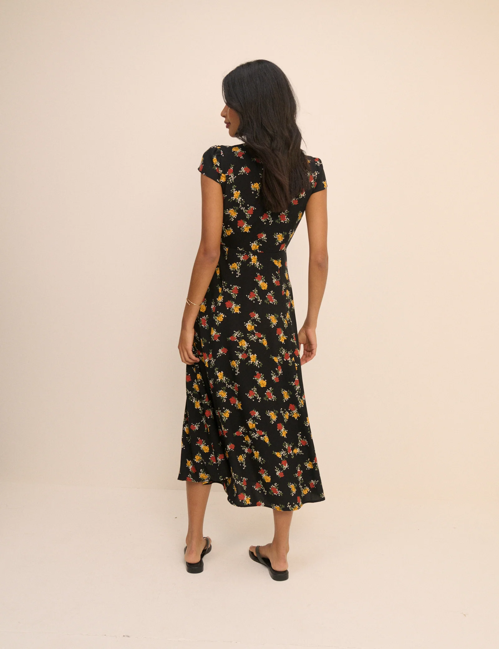 Black Floral Avery Midi Dress - Image 5