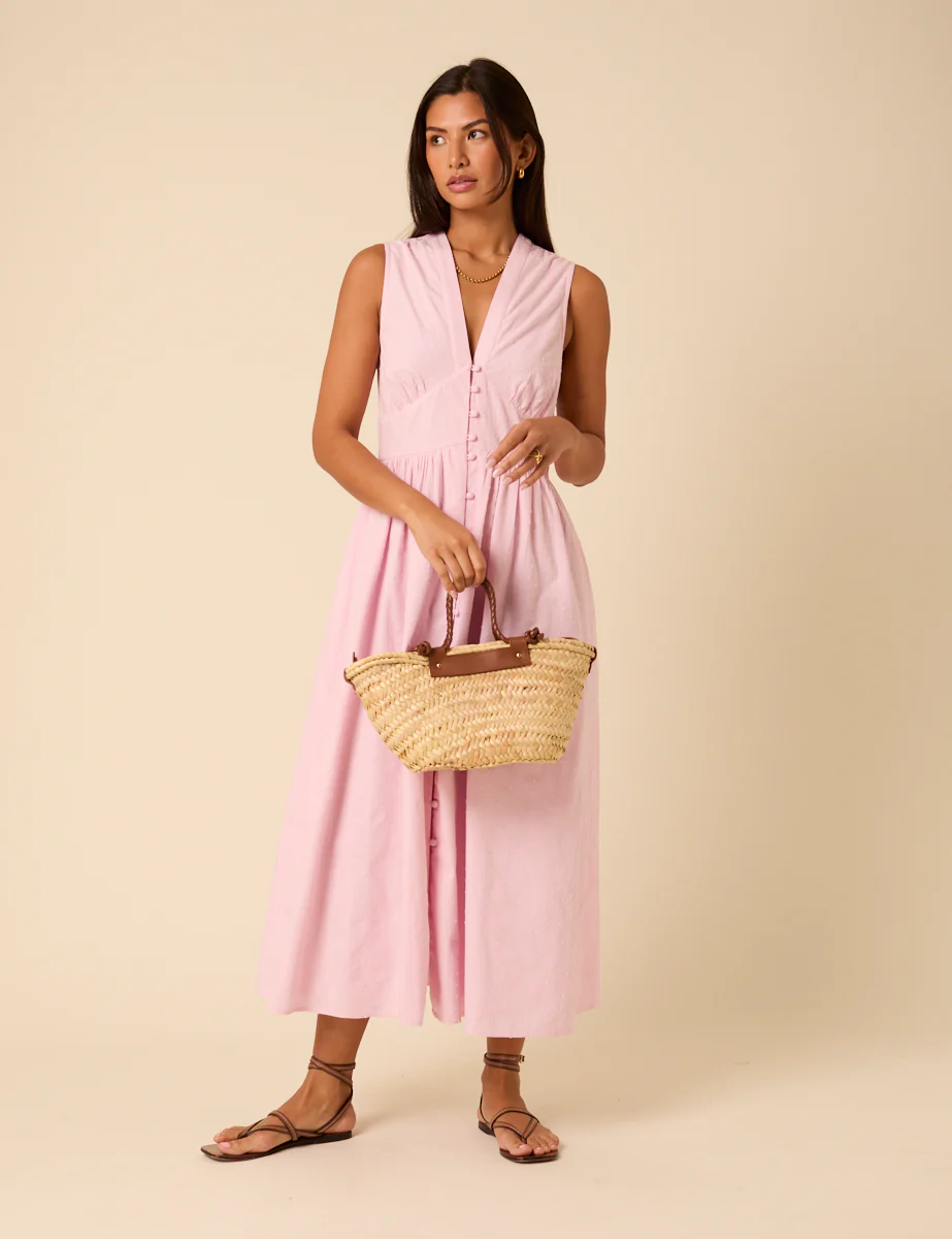 Baby Pink Sleeveless Starlight Midi Dress - Image 2