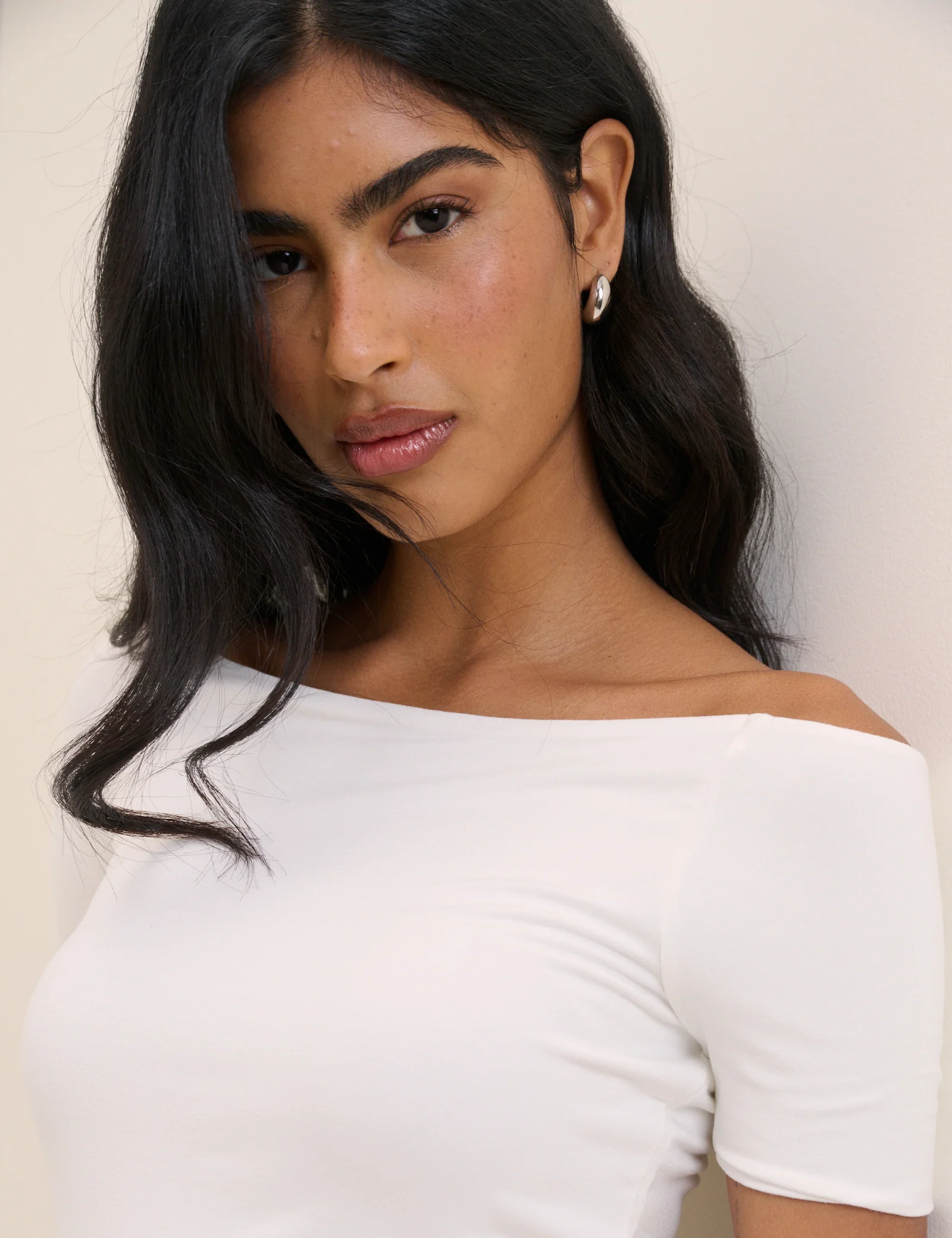 White Bardot Short Sleeve Top - Image 3