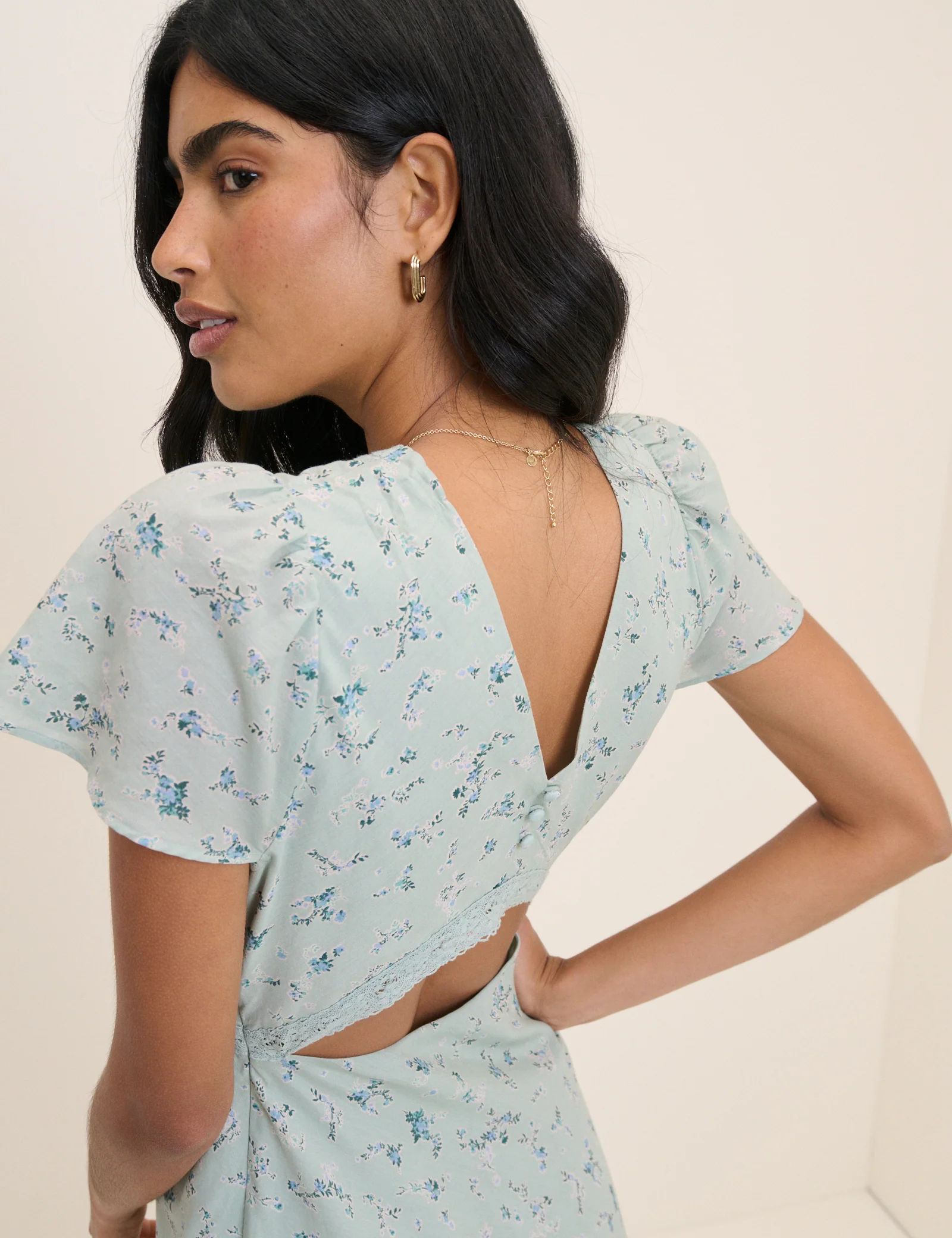 Mint Green Floral Bellinda Midi Dress - Image 3