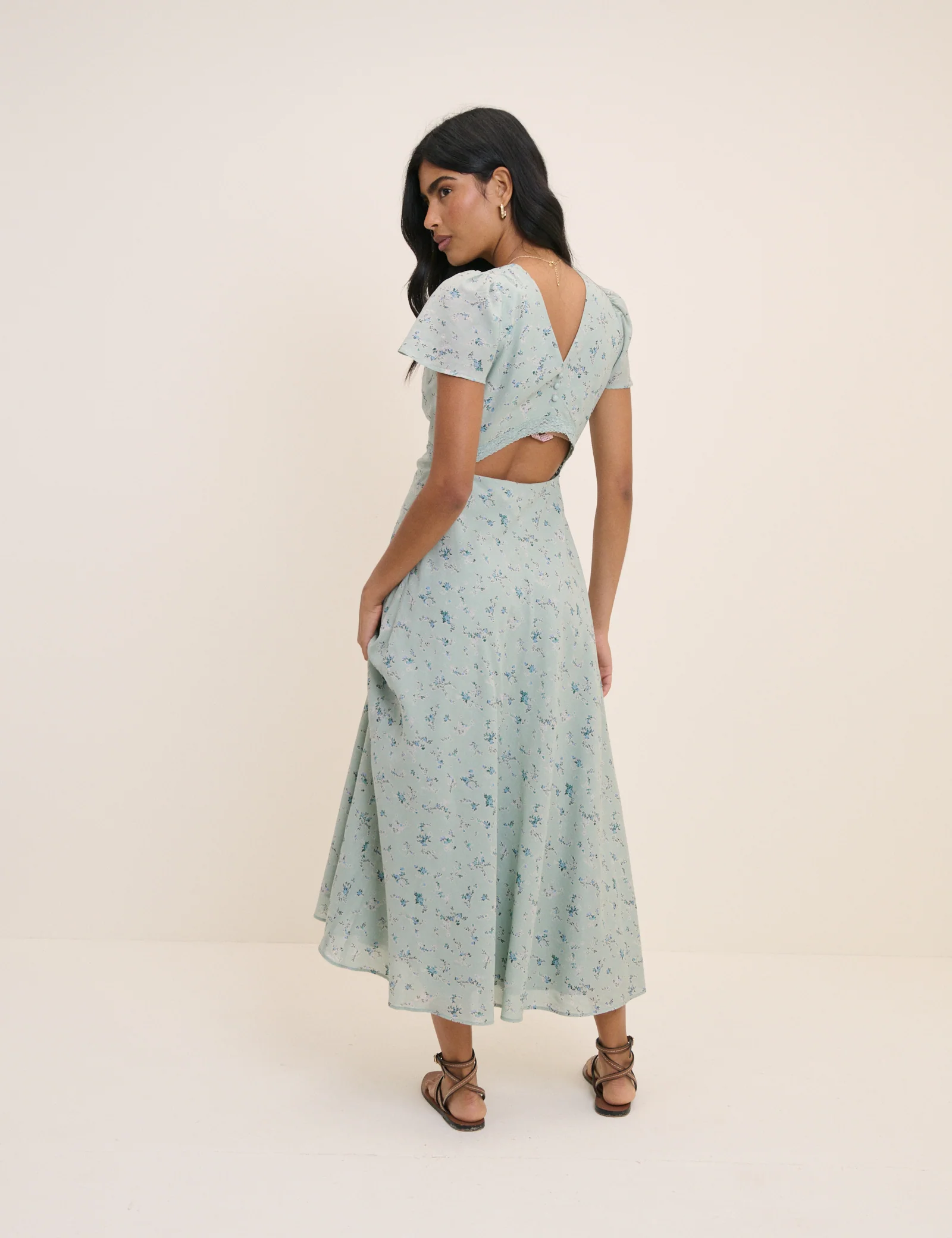 Mint Green Floral Bellinda Midi Dress - Image 4