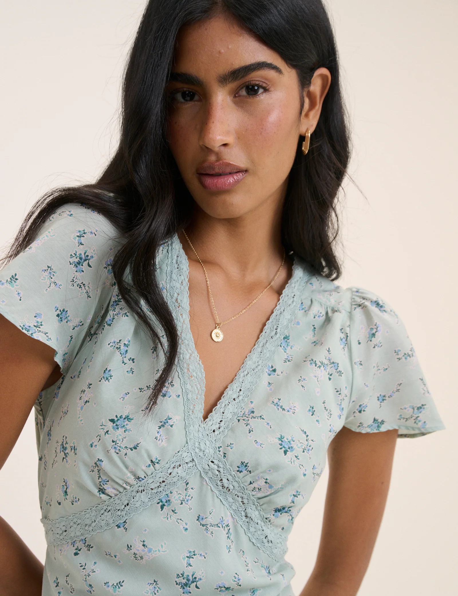 Mint Green Floral Bellinda Midi Dress - Image 5