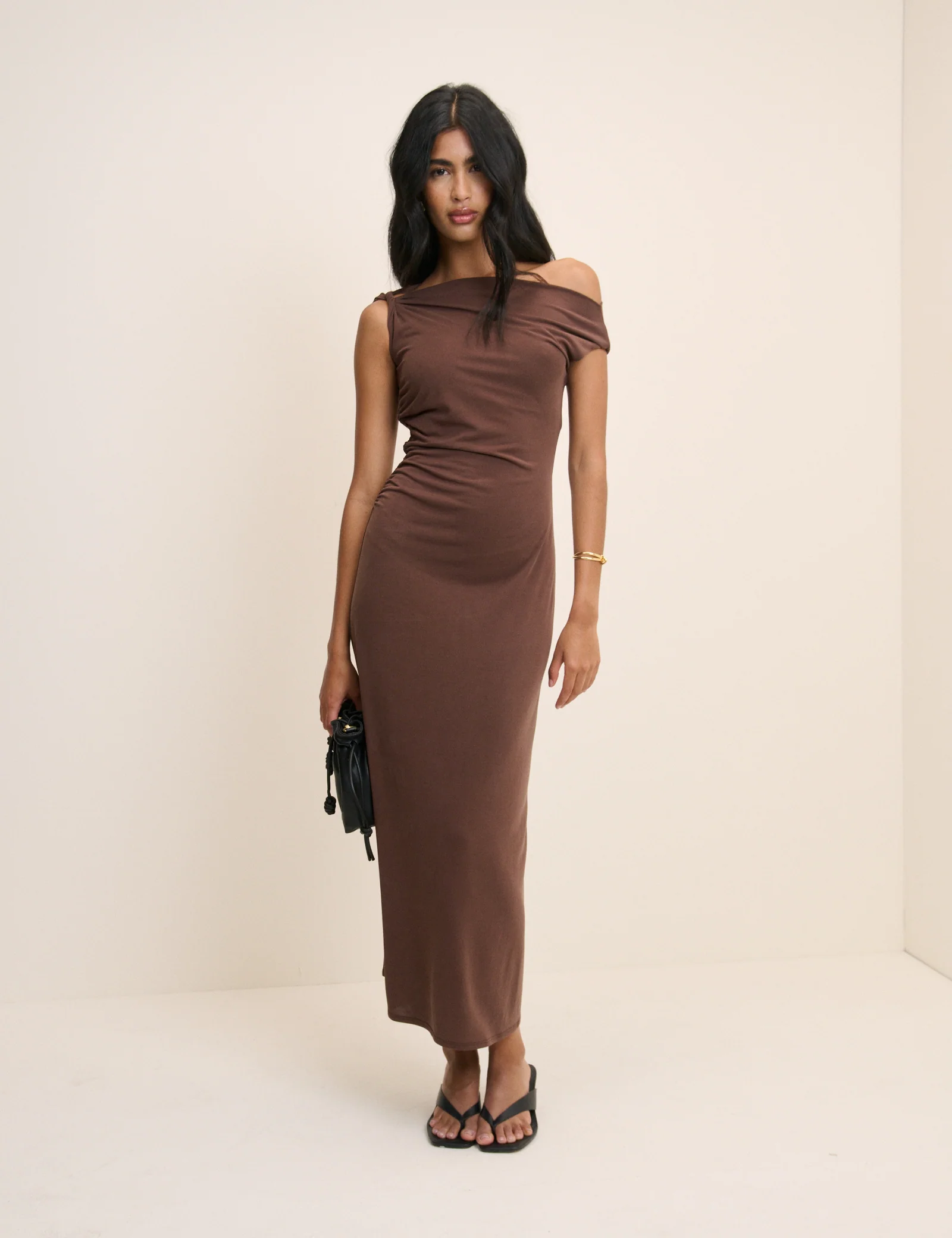 Brown Bethany Jersey Midi Dress - Image 3