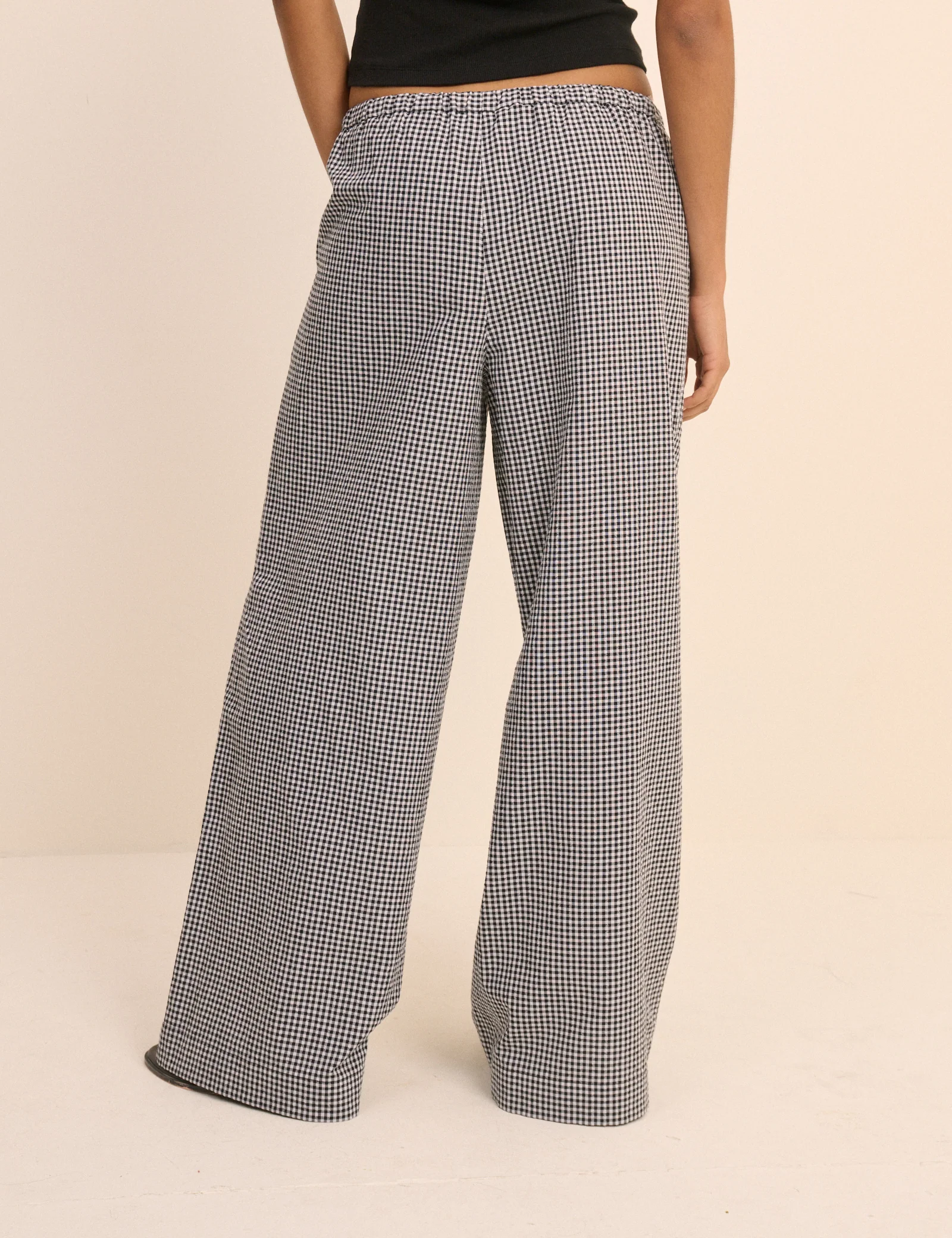 Black Gingham Relaxed Trousers - Image 5
