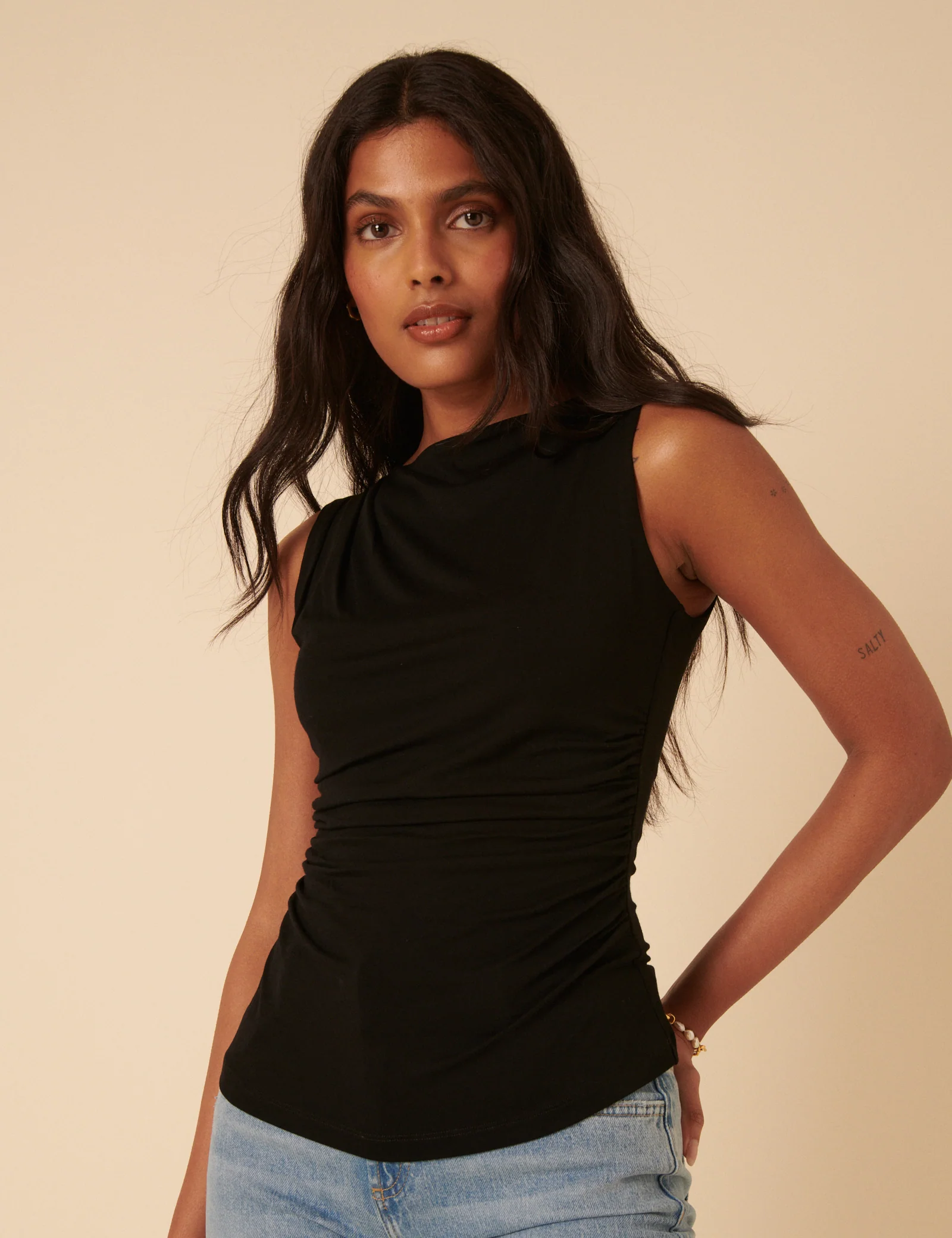 Black Ruched Top