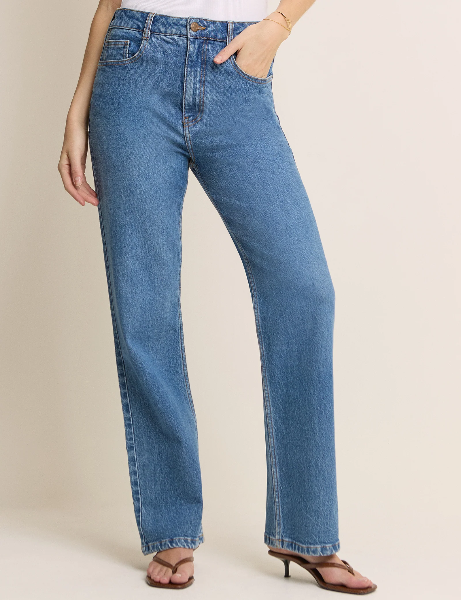 Blue High Rise Kingston Straight Leg Jeans - Image 2