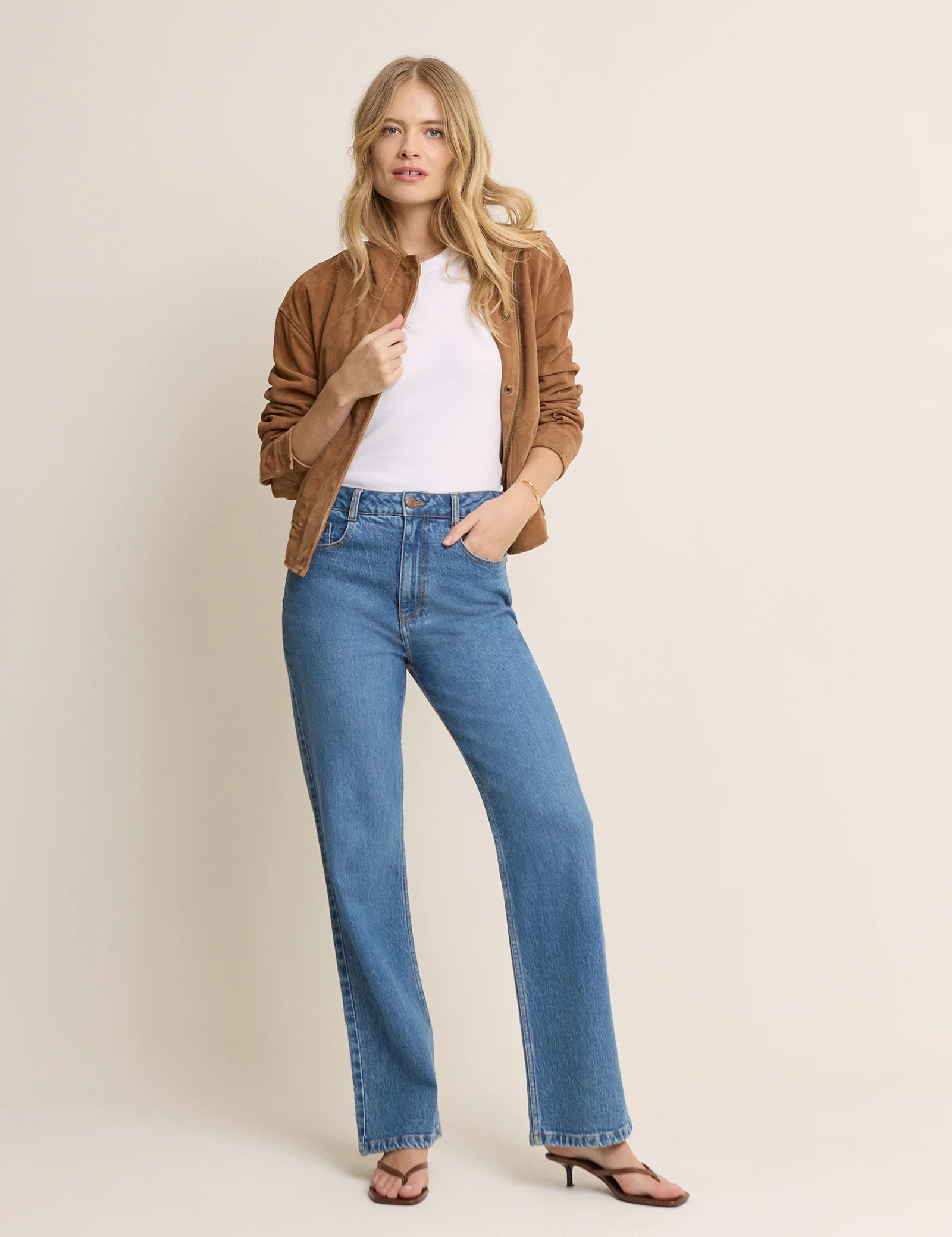 Blue High Rise Kingston Straight Leg Jeans - Image 3