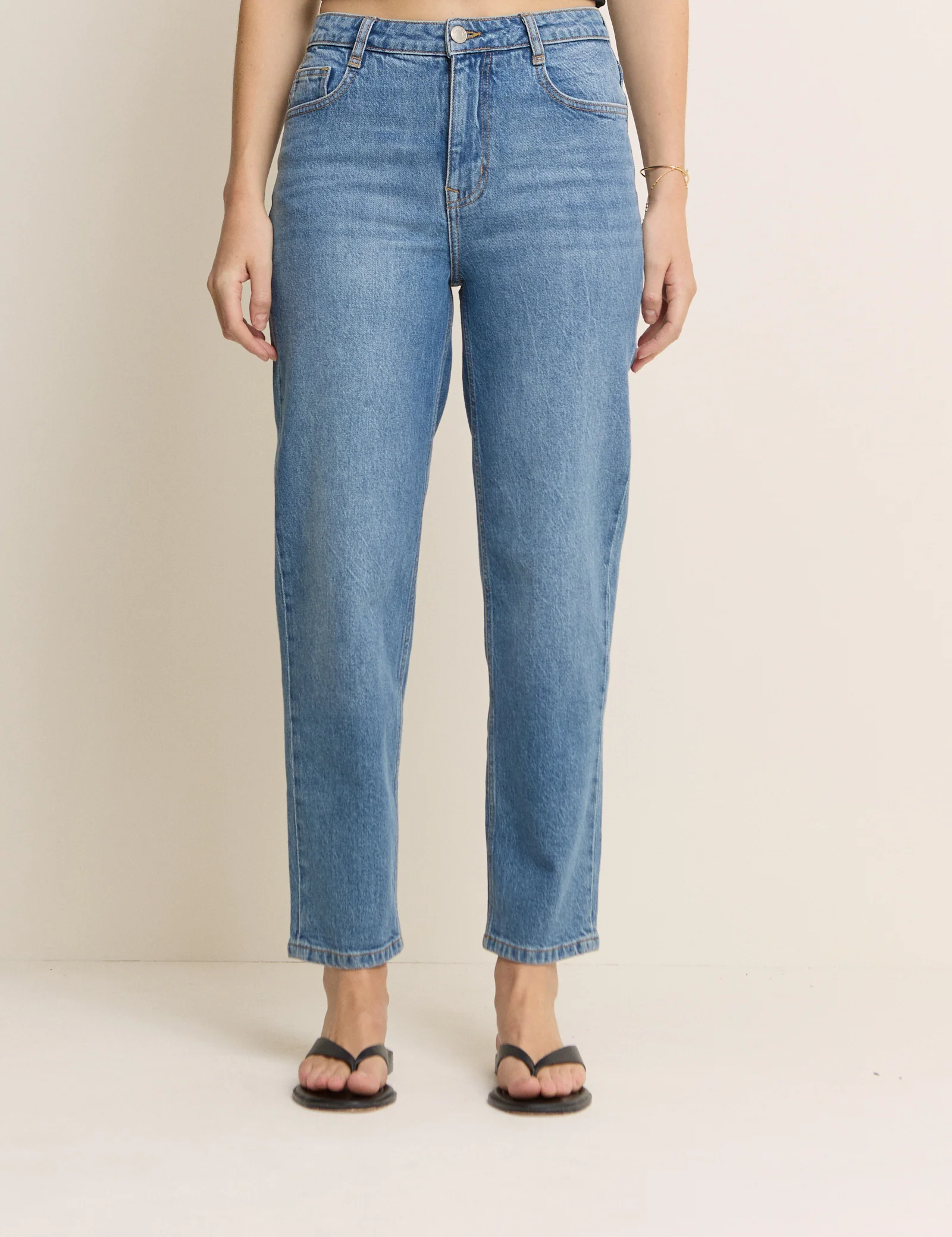 Blue Mid Rise Camden Tapered Jeans - Image 2