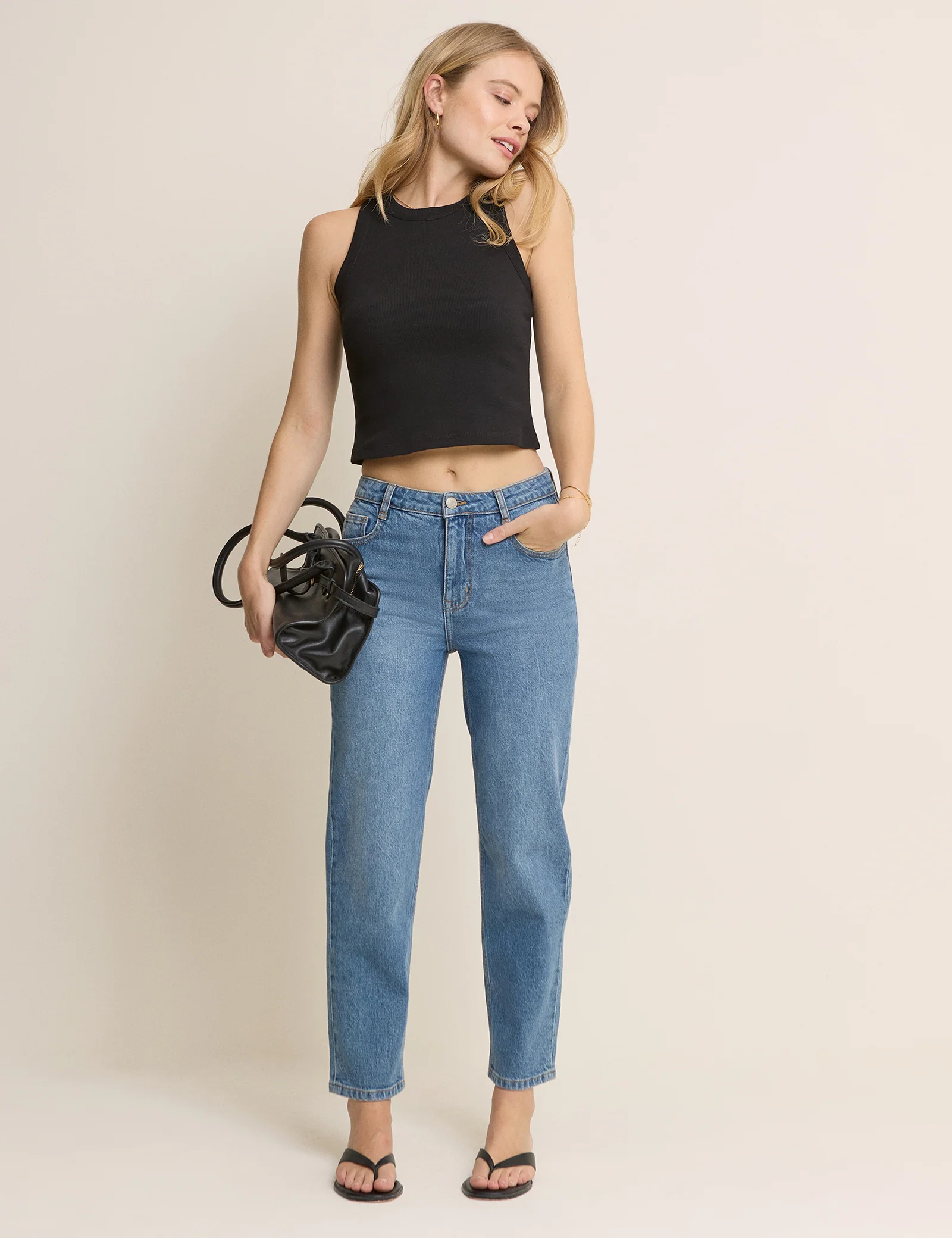 Blue Mid Rise Camden Tapered Jeans - Image 3