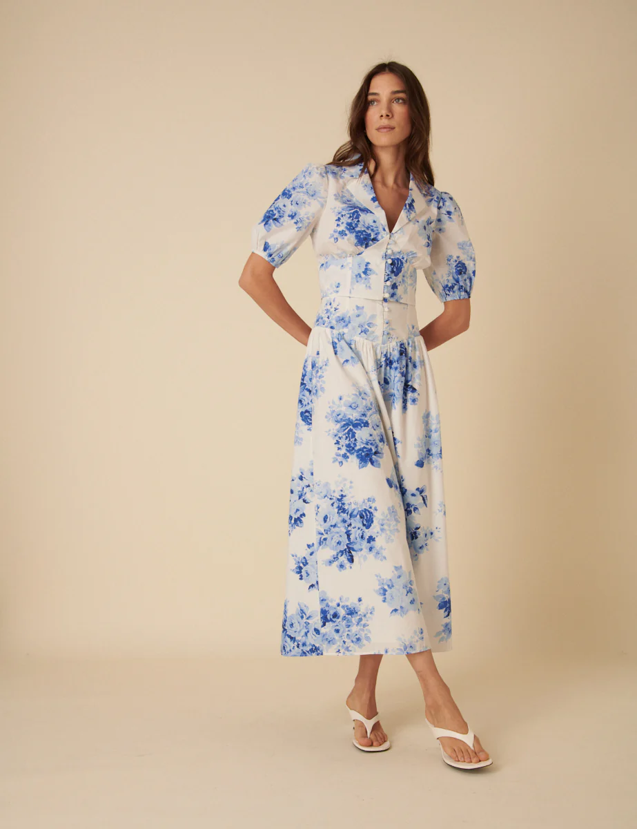 Blue Watercolour Floral Tailored Top - Image 3