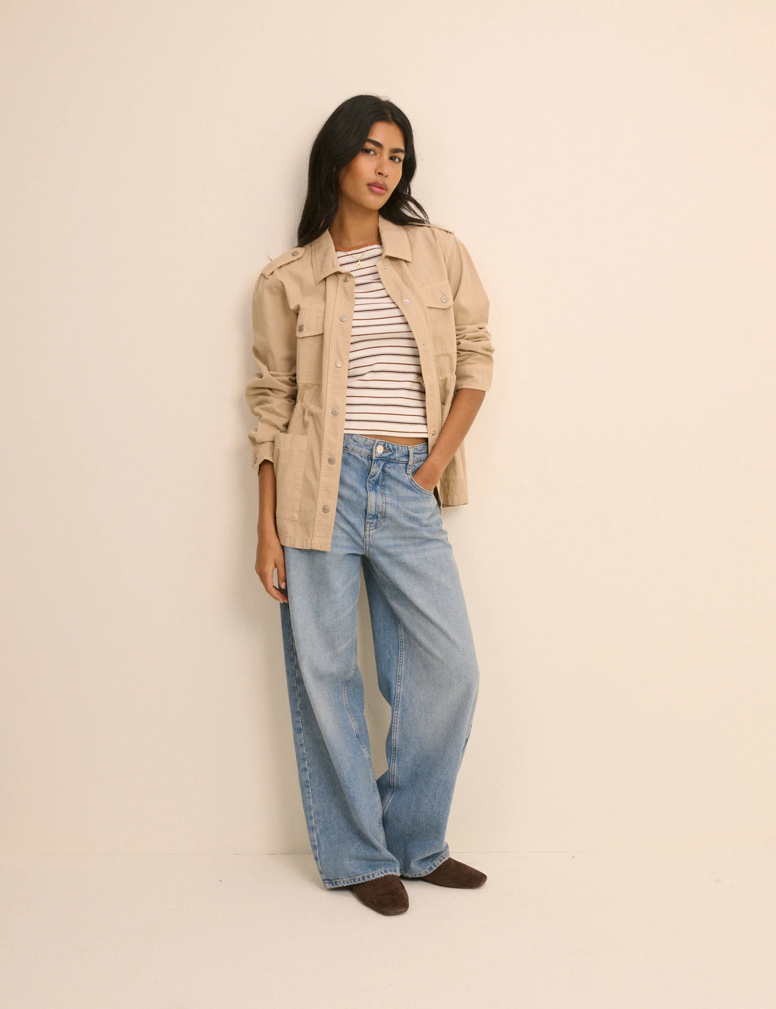 Brown and Cream Striped T-Shirt - Image 3