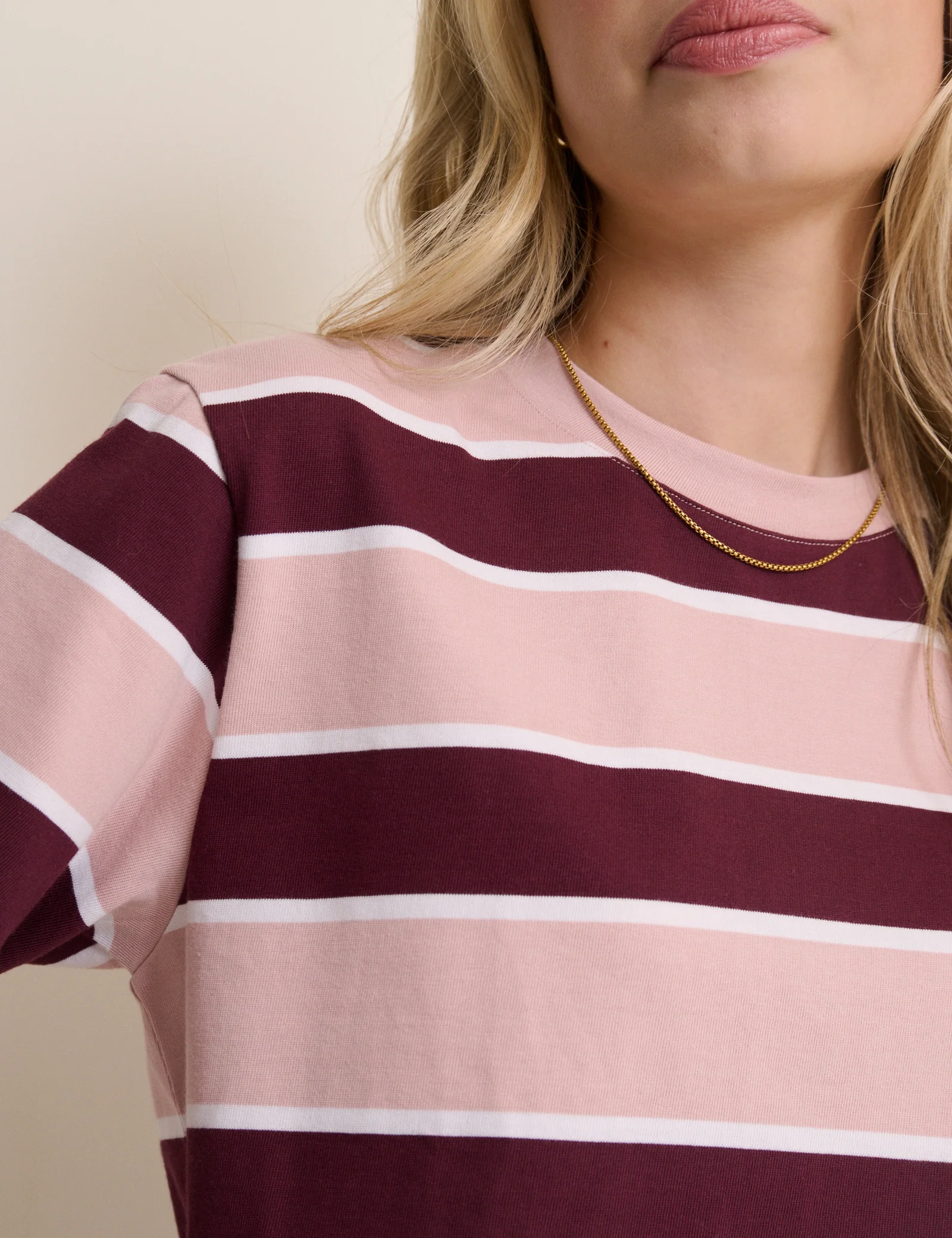 Pink Striped Boxy Fit T-Shirt - Image 4