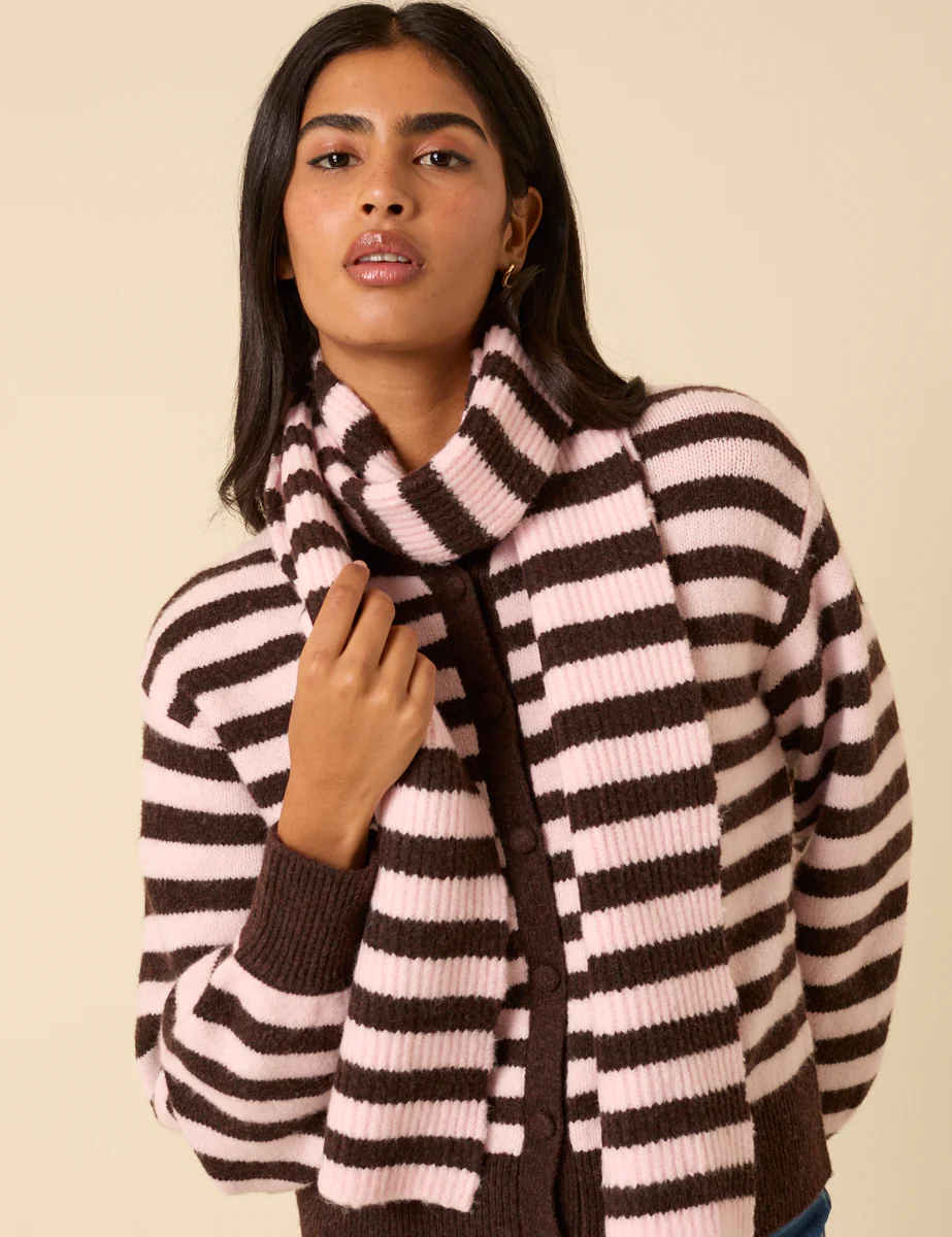 Brown And Pink Striped Scarf - Image 2