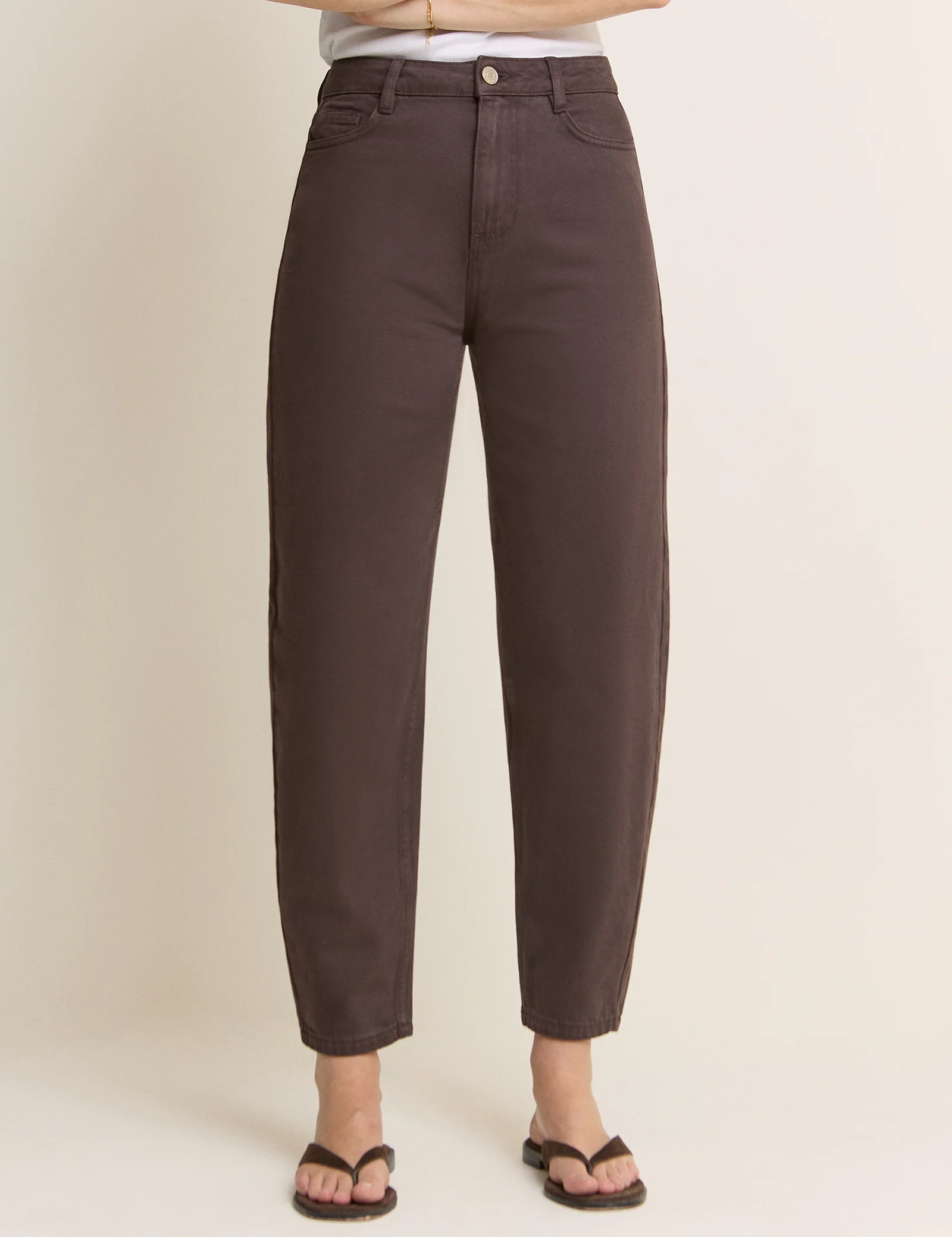 Brown High Rise Putney Barrel Leg Jeans - Image 2