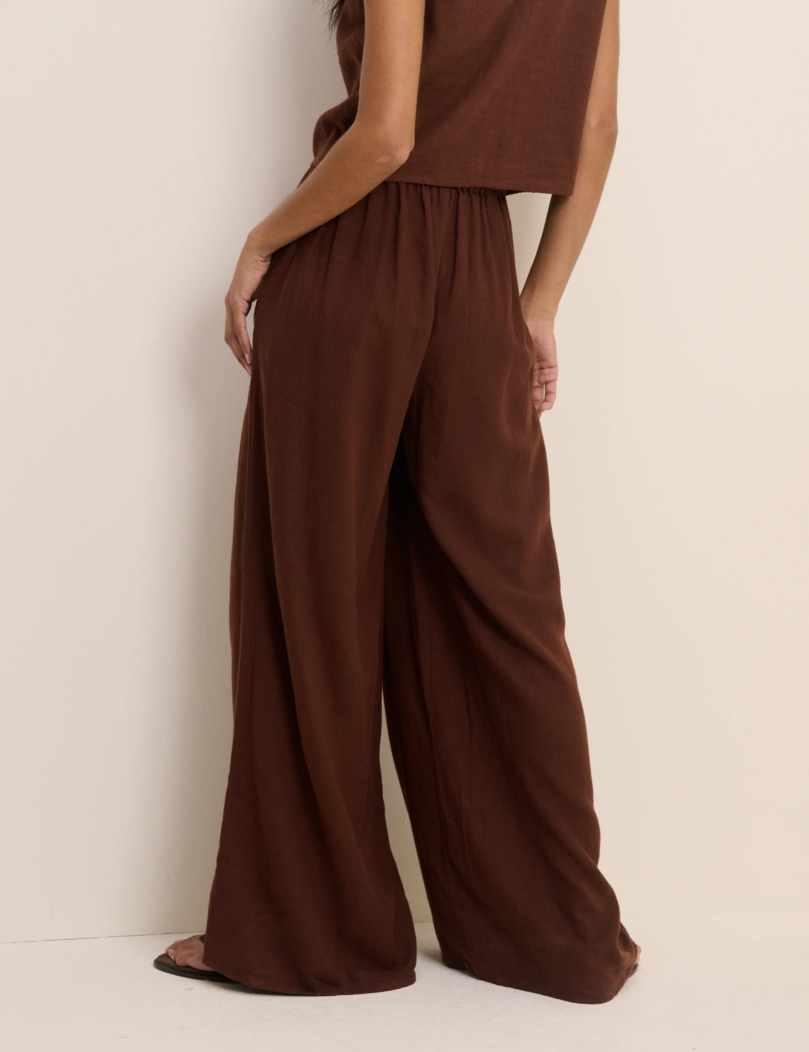 Brown Linen-Blend Wide Leg Jerrow Trousers - Image 5