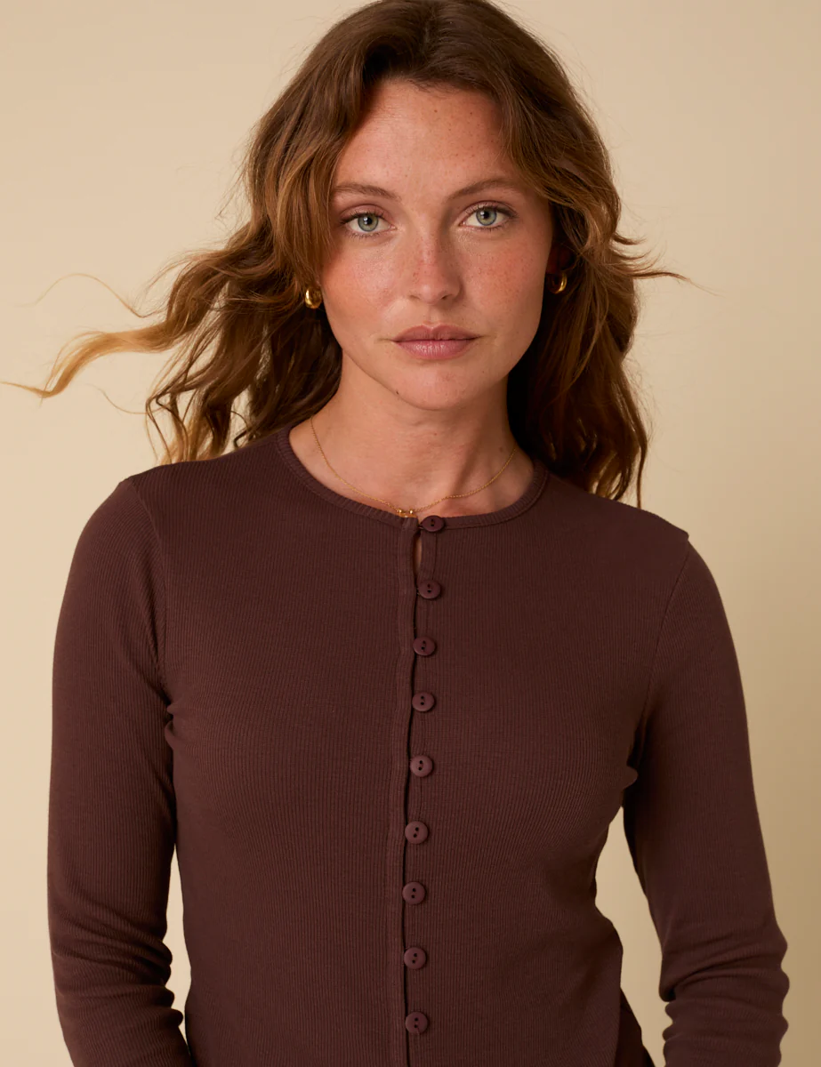 Brown Ribbed Waistcoat Top - Image 2