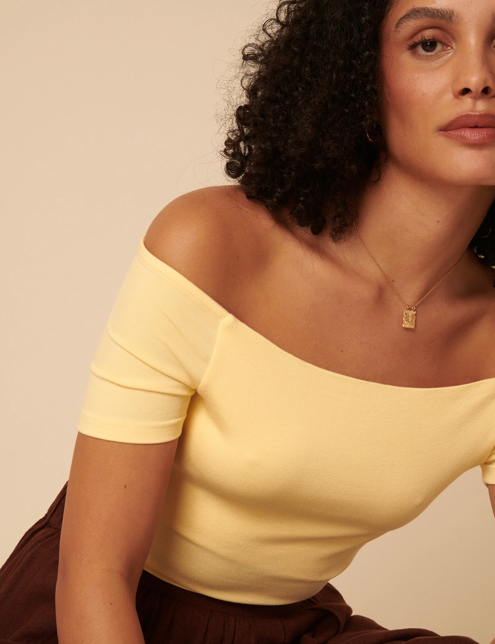 Butter Yellow Bardot Top - Image 2