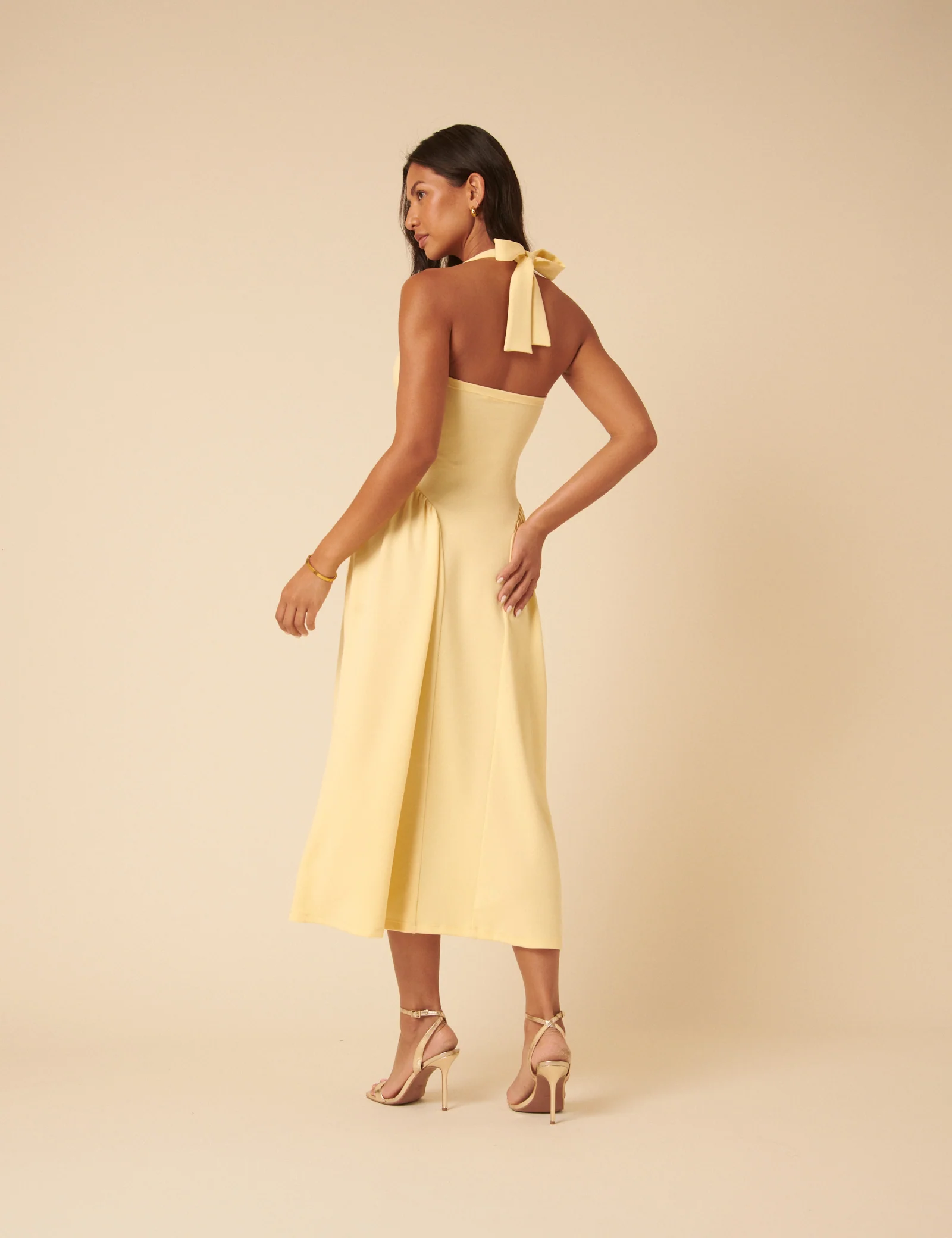 Butter Yellow Amie Halterneck Midi Dress - Image 2
