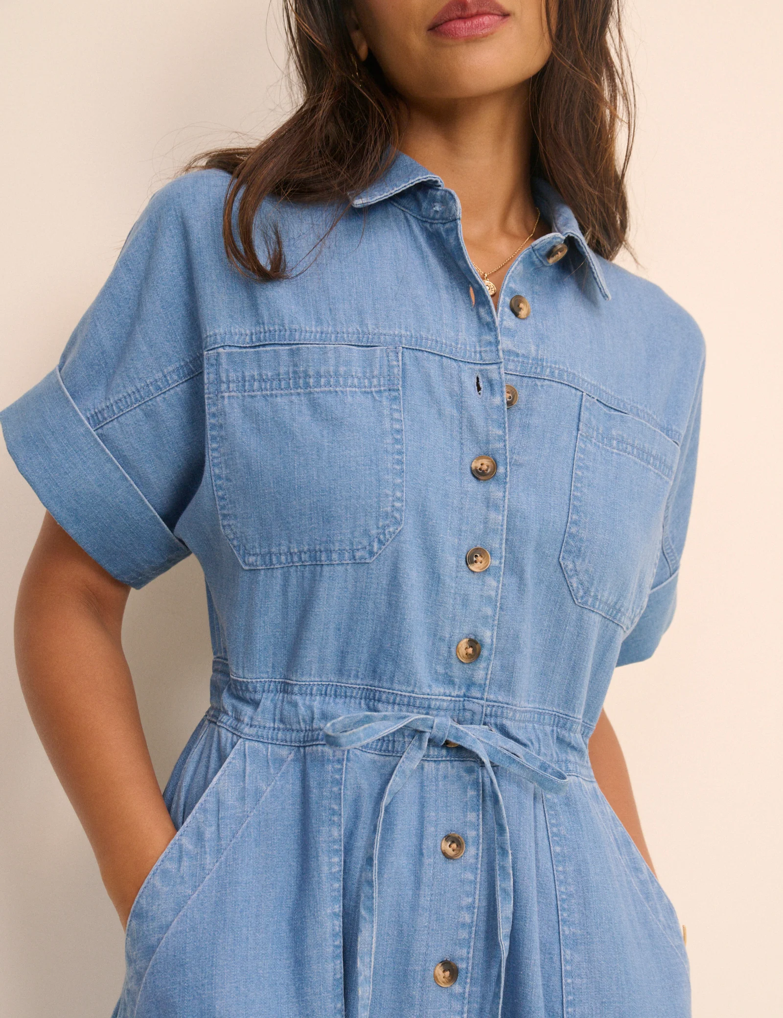 Mid Wash Denim Shirt Dress - Image 3