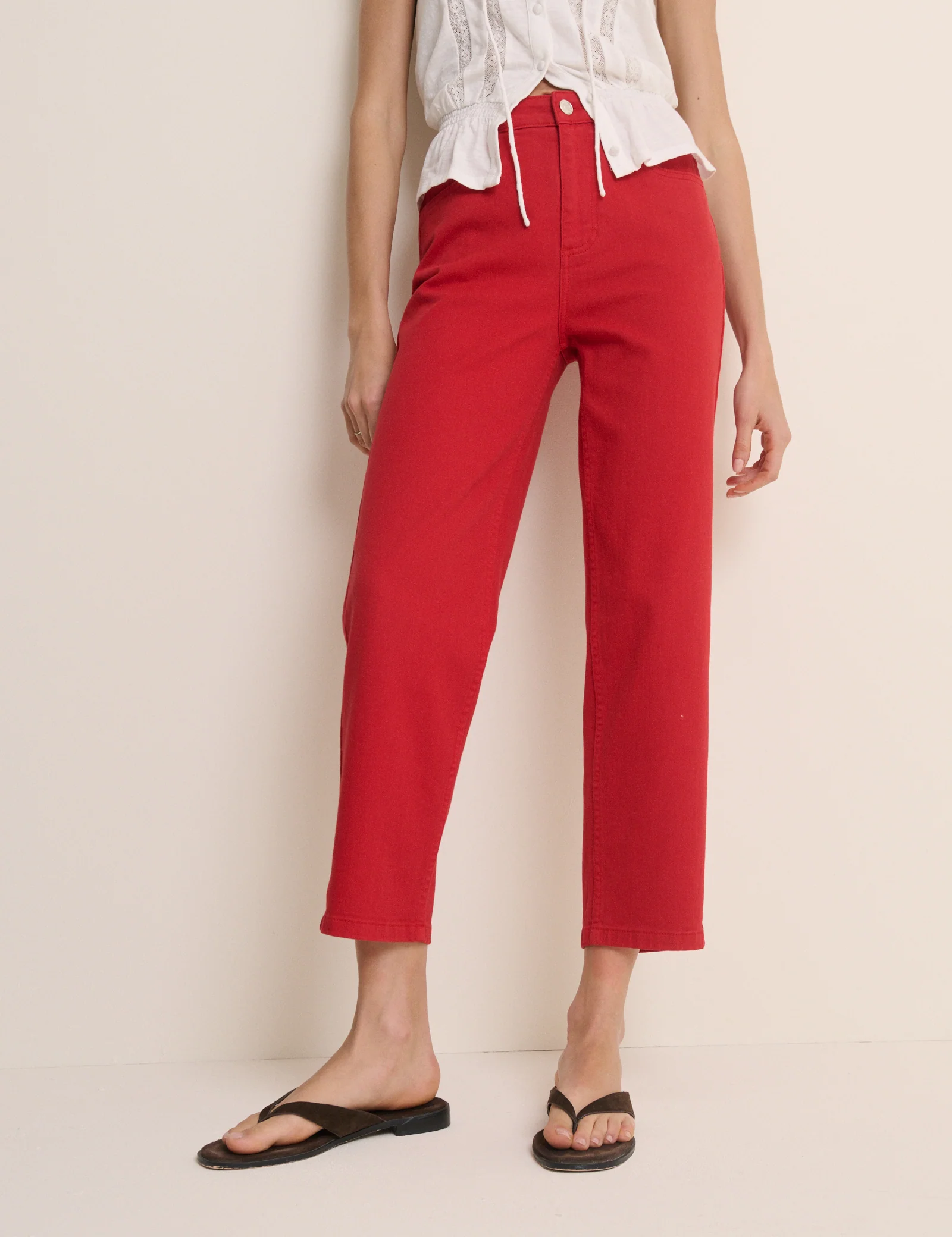 Red High Rise Camden Tapered Jeans - Image 2