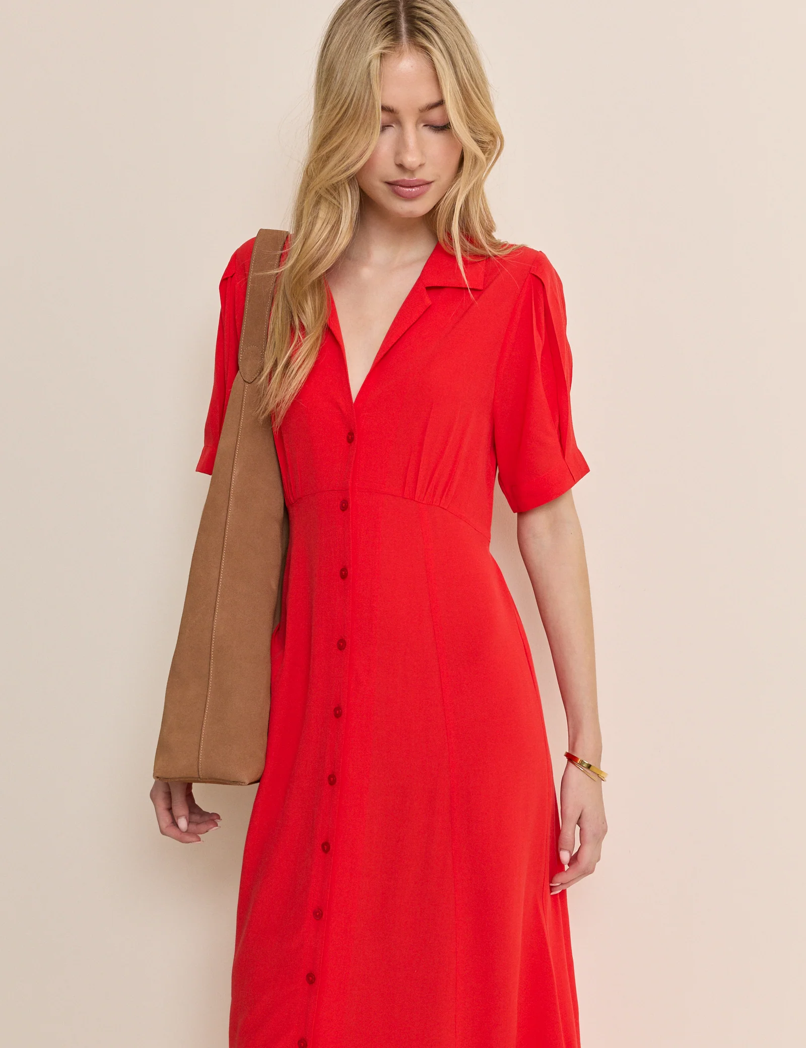 Red Collared Chrissy Midi Dress - Image 3