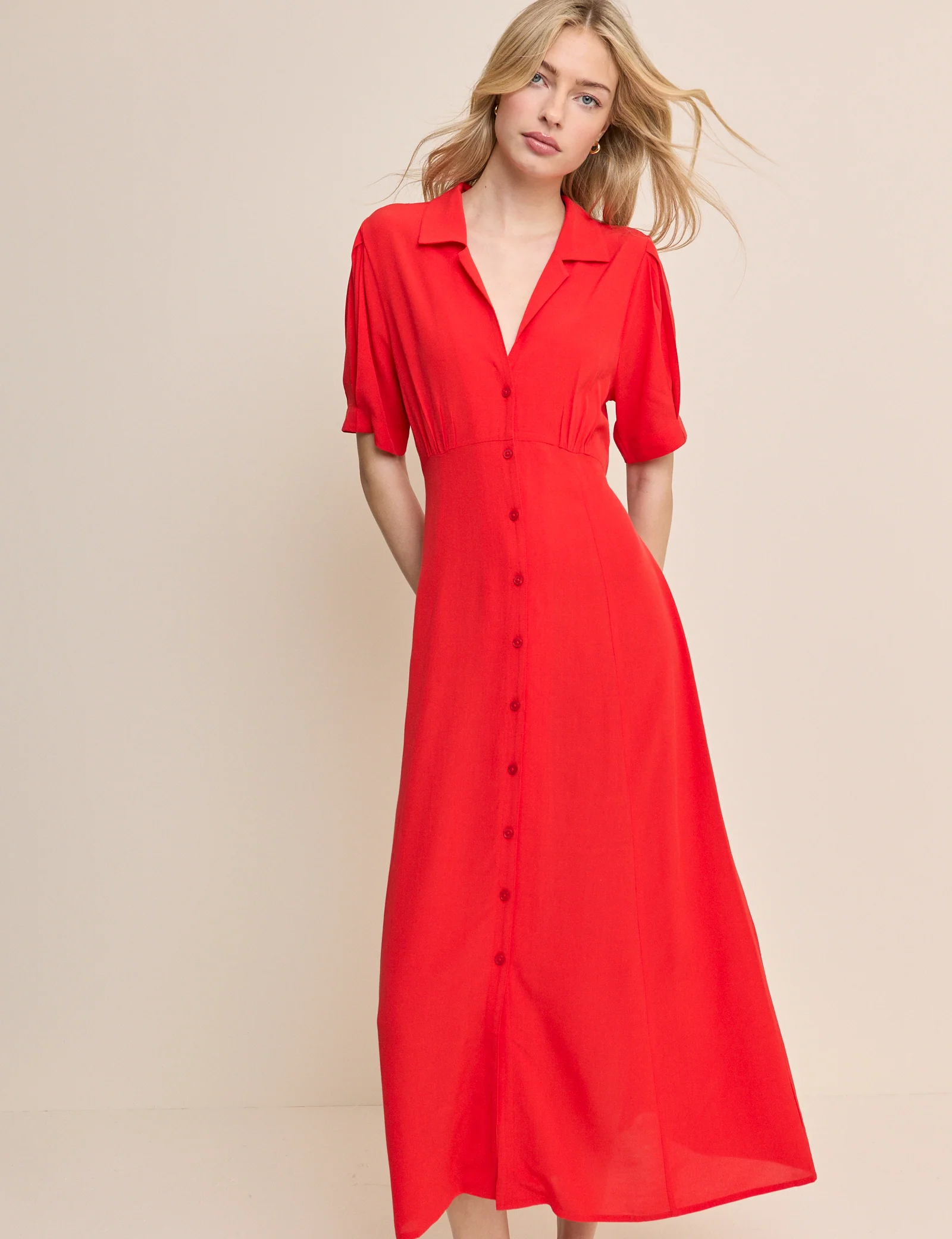 Red Collared Chrissy Midi Dress - Image 4