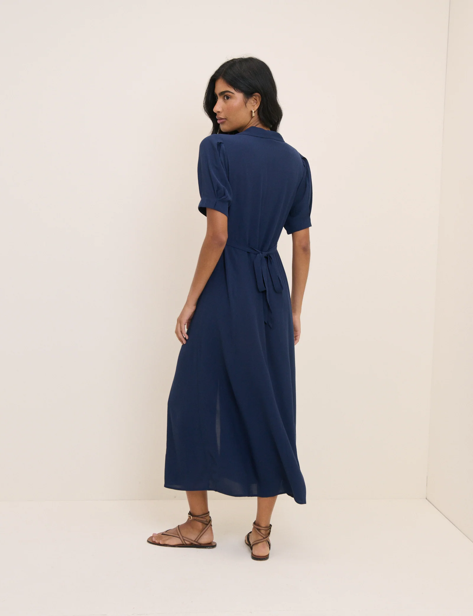 Navy Collared Chrissy Midi Dress - Image 5