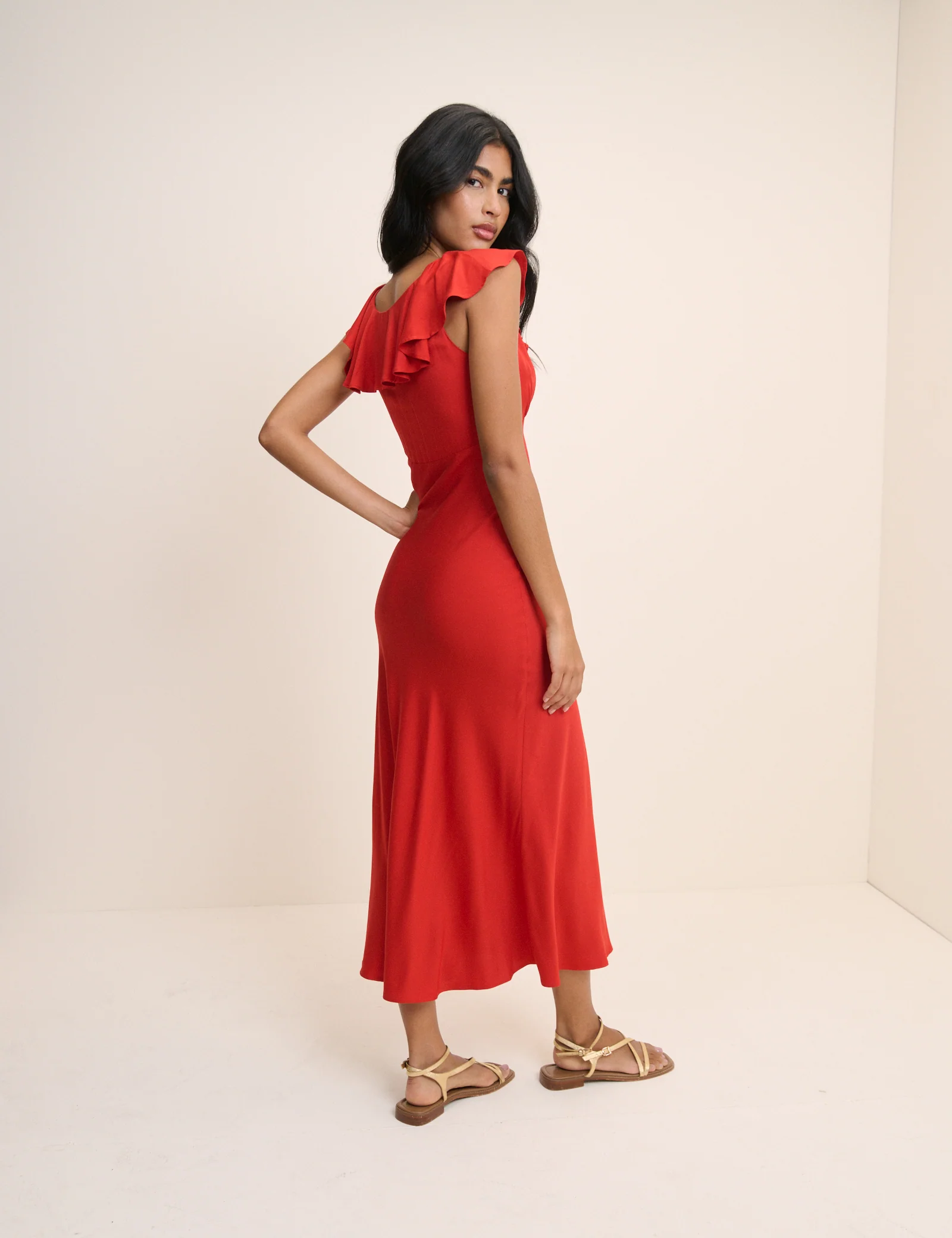 Red Cleo Midi Slip Dress - Image 5