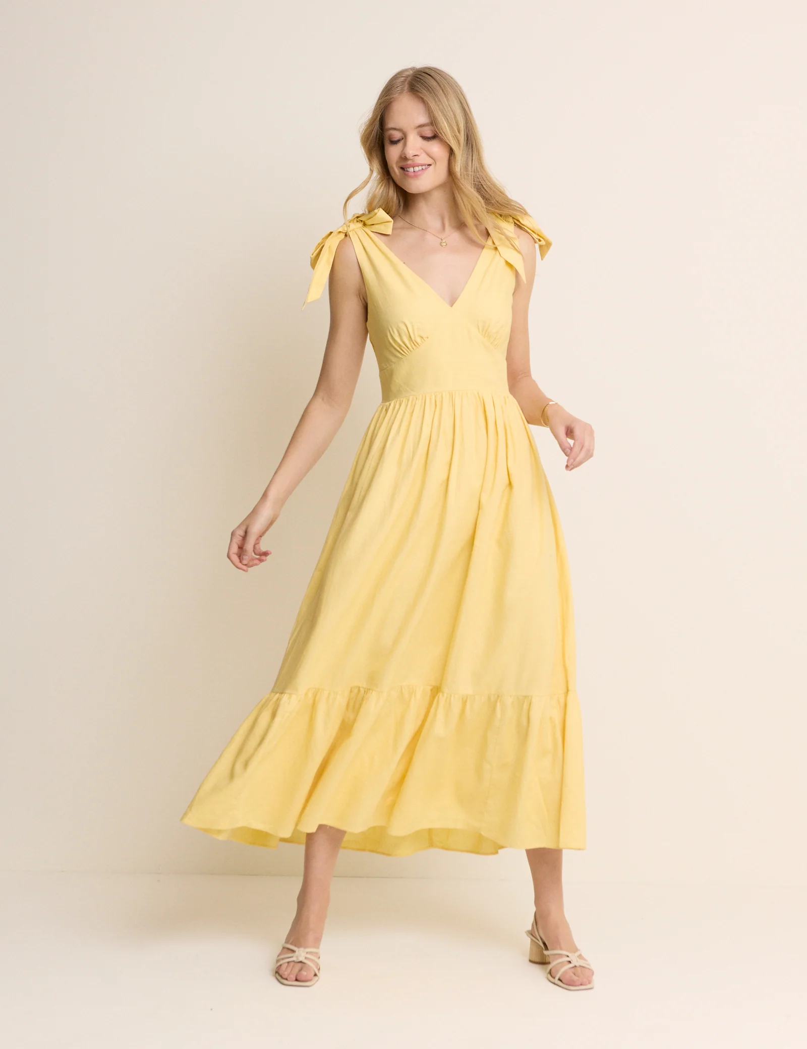 Yellow Tiered Coen Midi Dress