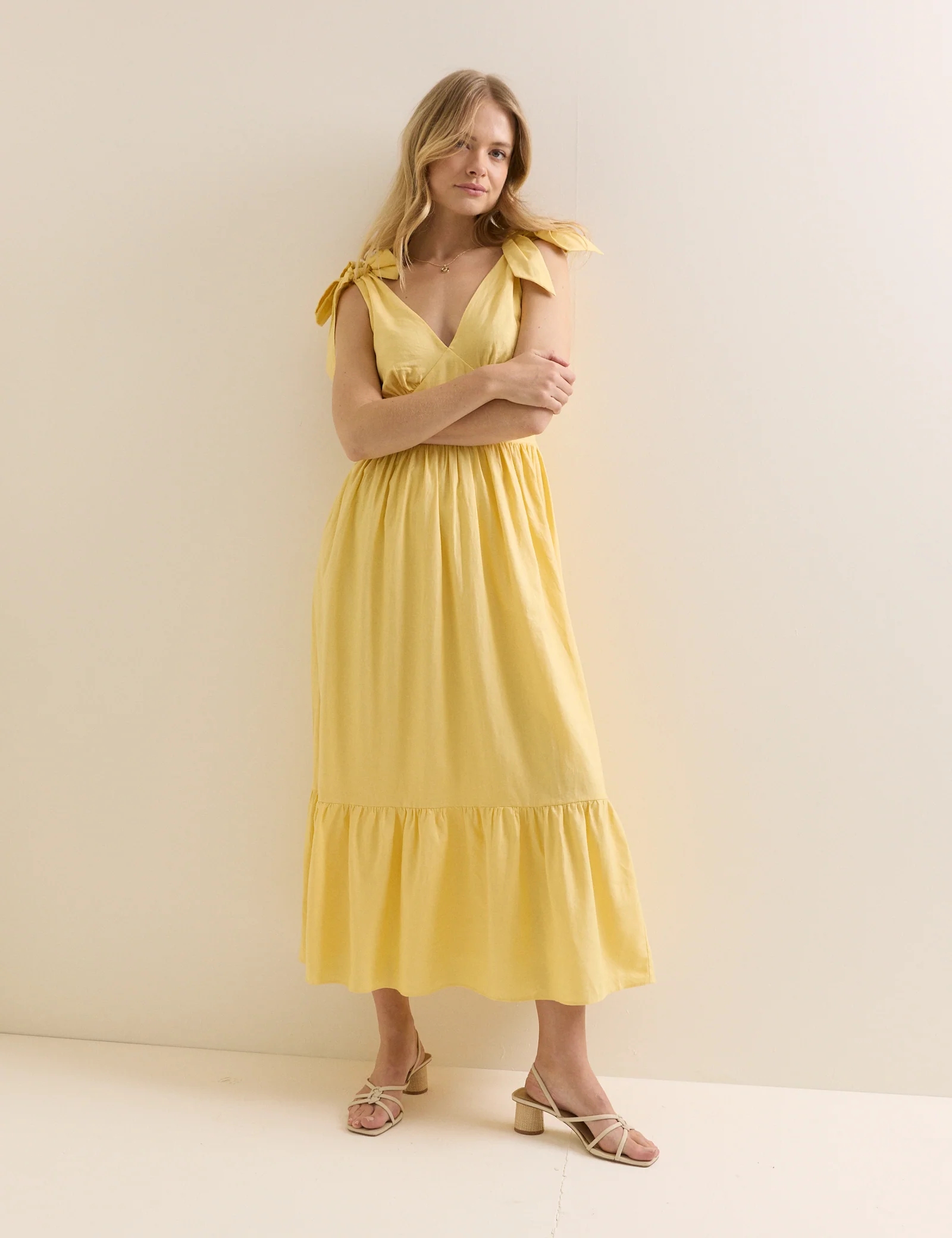 Yellow Tiered Coen Midi Dress - Image 3