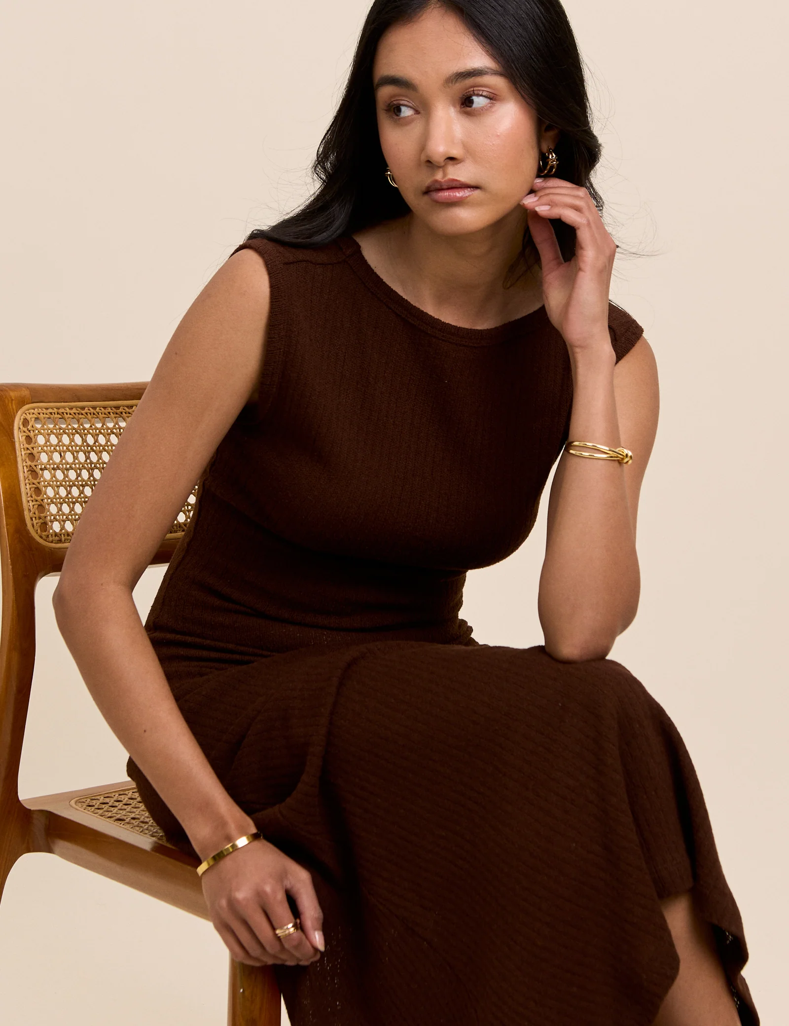 Brown Boat Neck Colbie Maxi Dress - Image 4