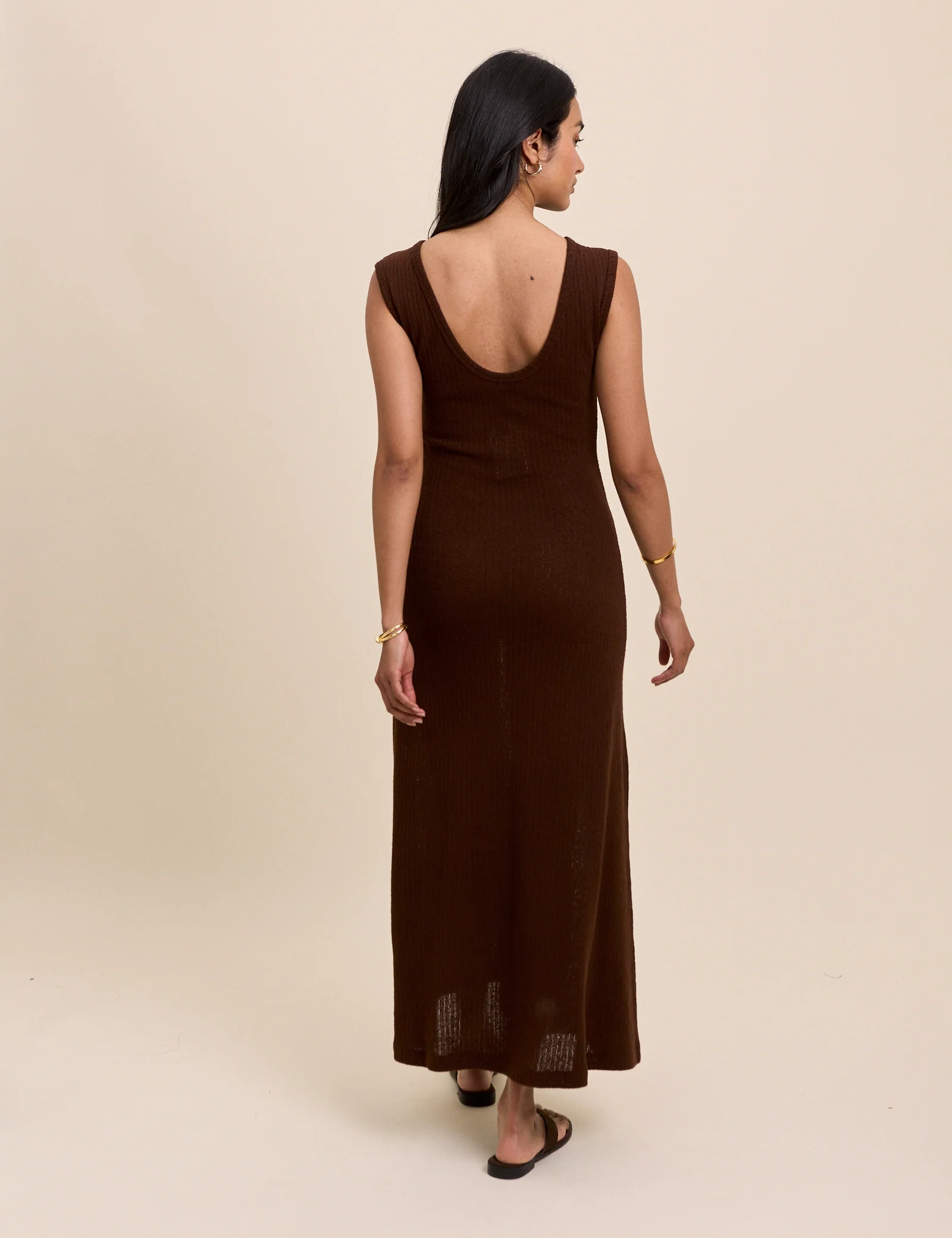Brown Boat Neck Colbie Maxi Dress - Image 5